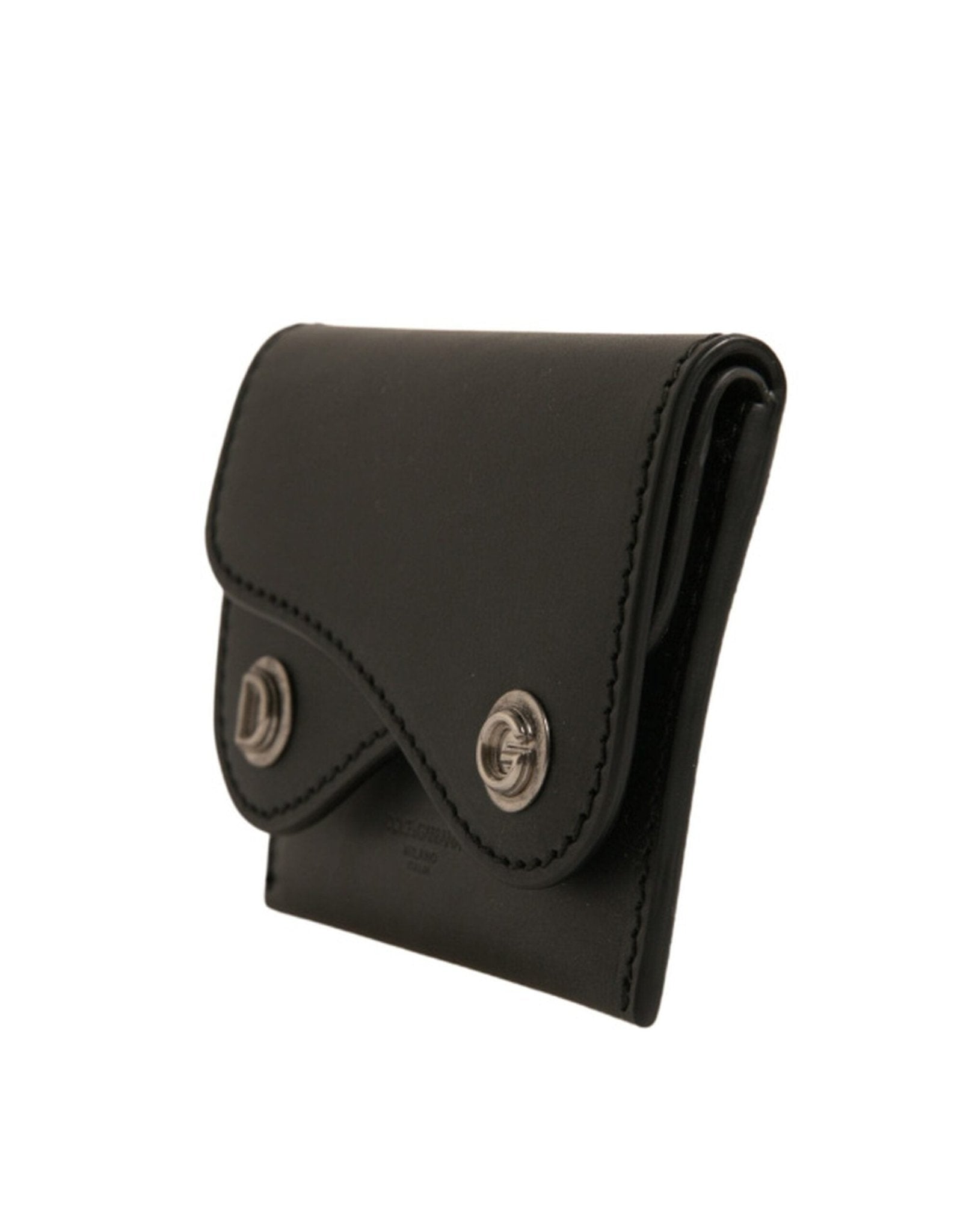 Dolce & Gabbana Black Leather Card Case Keychain Key Holder - RIMODA