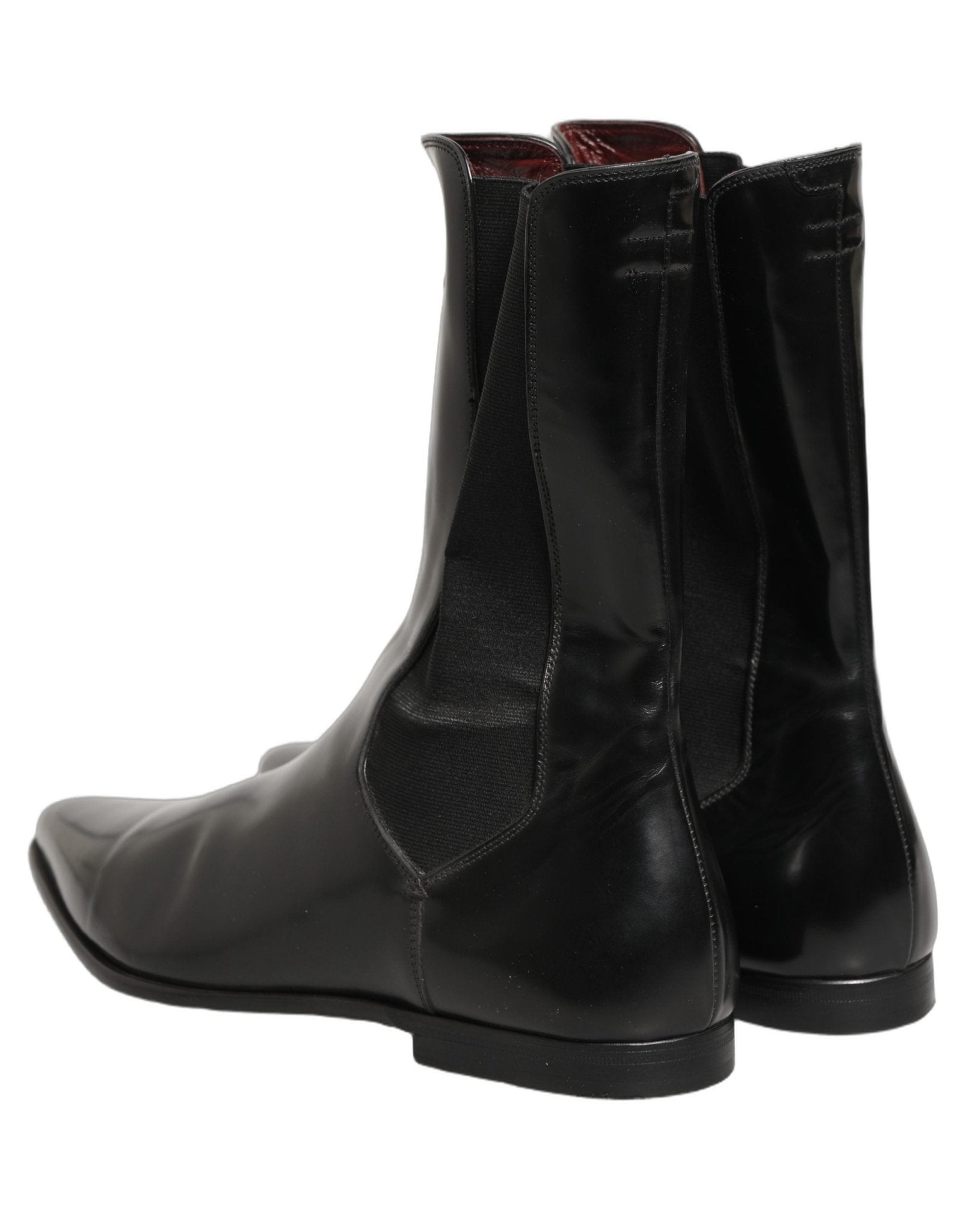 Dolce & Gabbana Black Leather Chelsea Mid Calf Boots Shoes - RIMODA