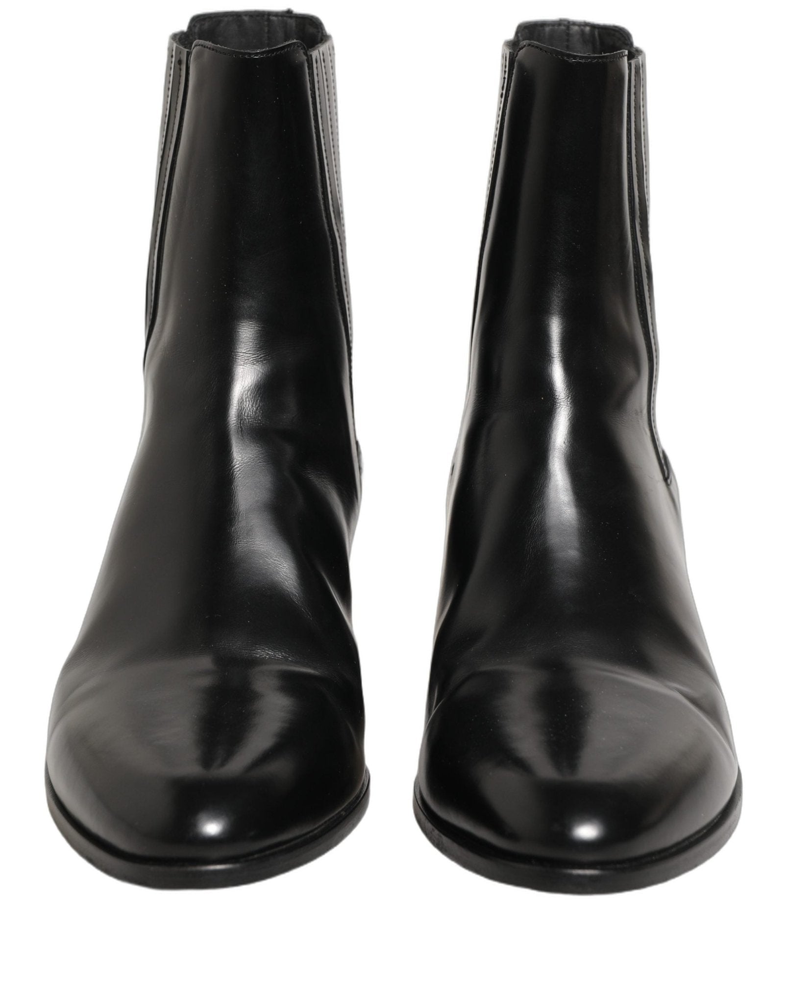 Dolce & Gabbana Black Leather Chelsea Mid Calf Boots Shoes - RIMODA