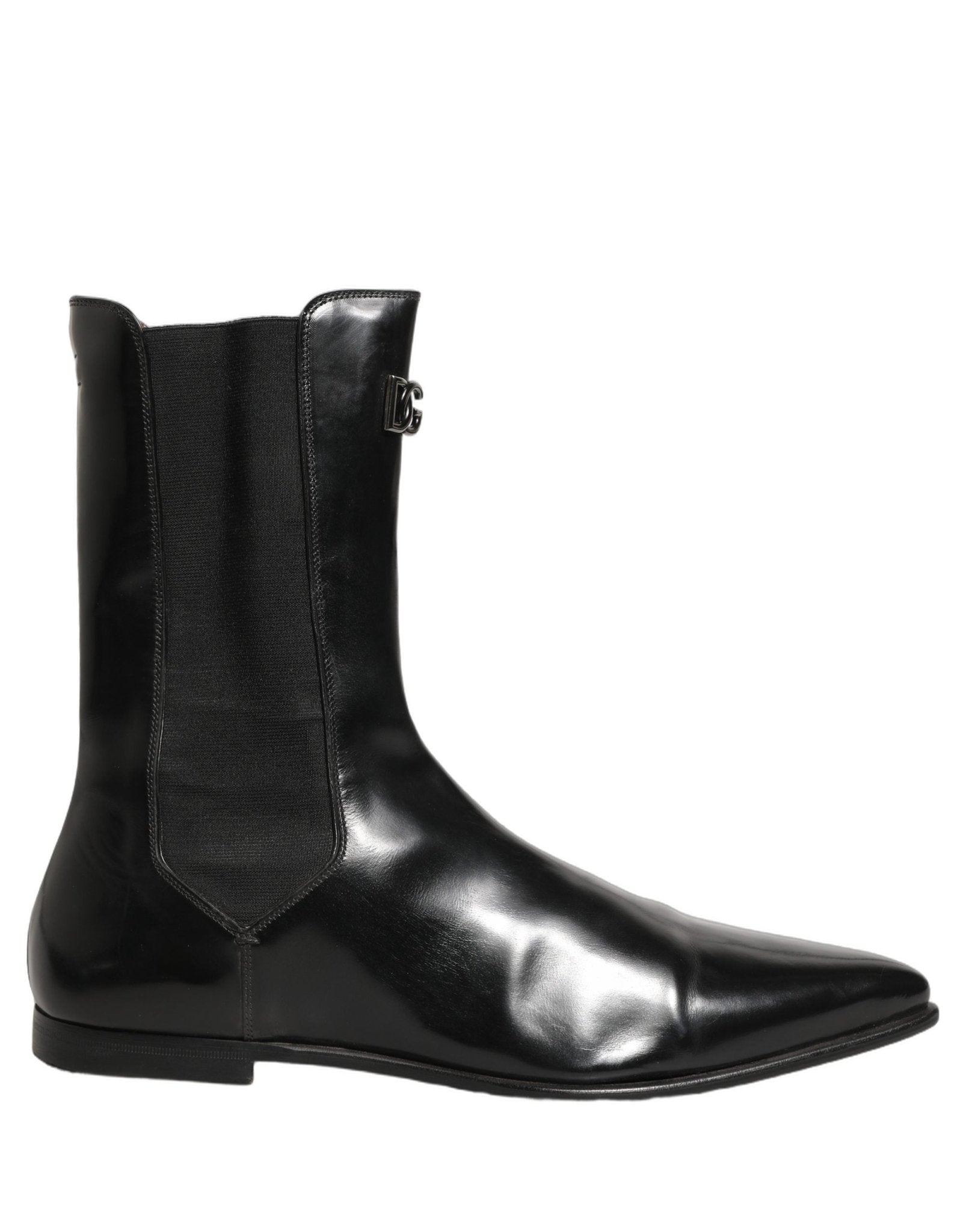 Dolce & Gabbana Black Leather Chelsea Mid Calf Boots Shoes - RIMODA