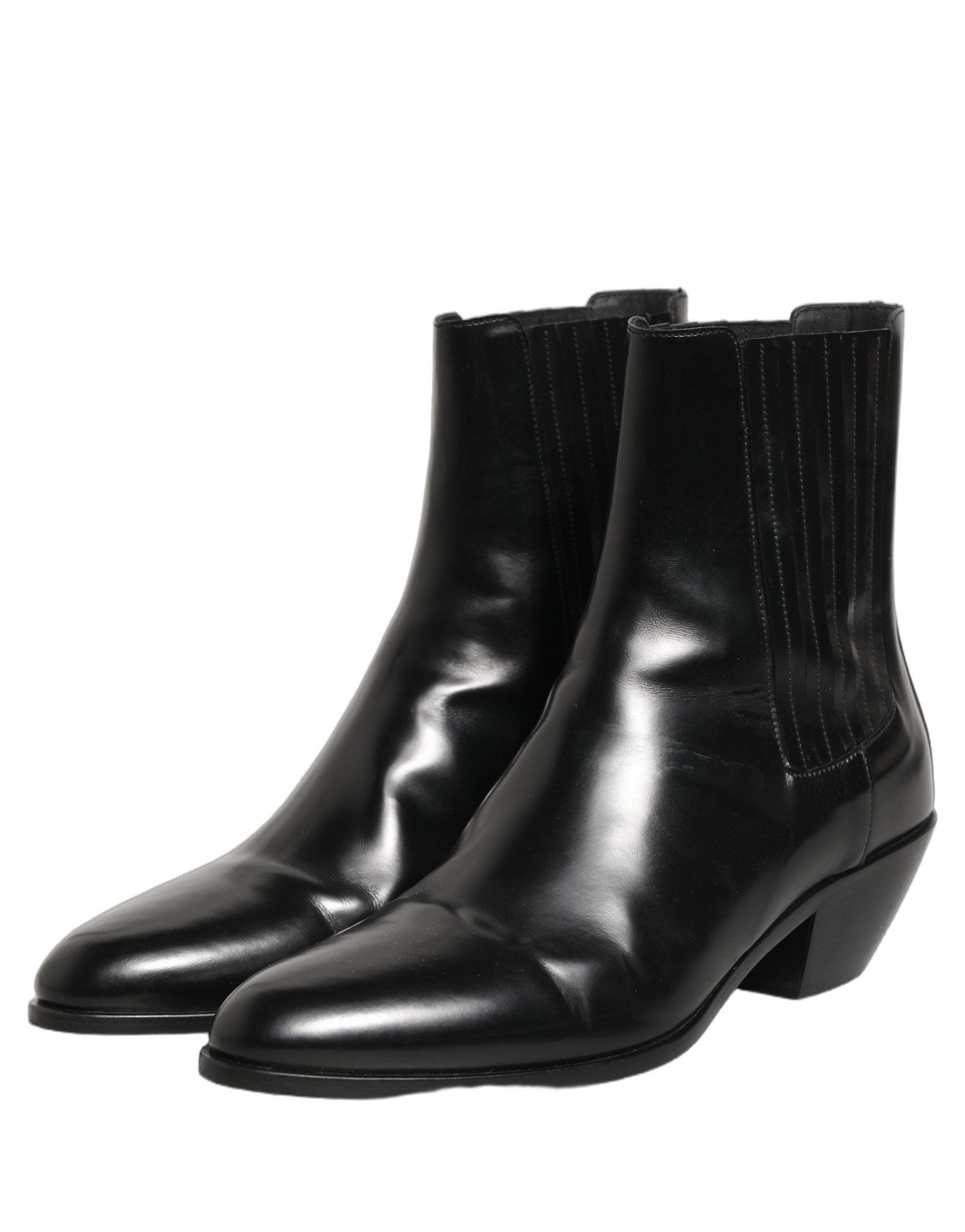 Dolce & Gabbana Black Leather Chelsea Mid Calf Boots Shoes - RIMODA