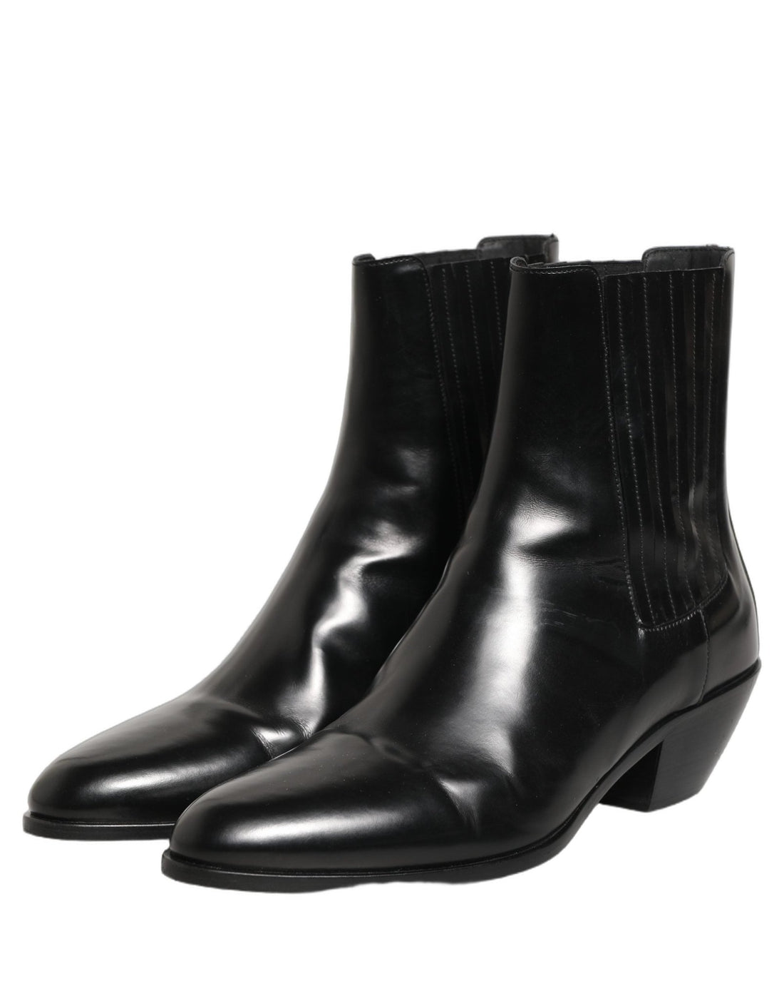 Dolce & Gabbana Black Leather Chelsea Mid Calf Boots Shoes - RIMODA
