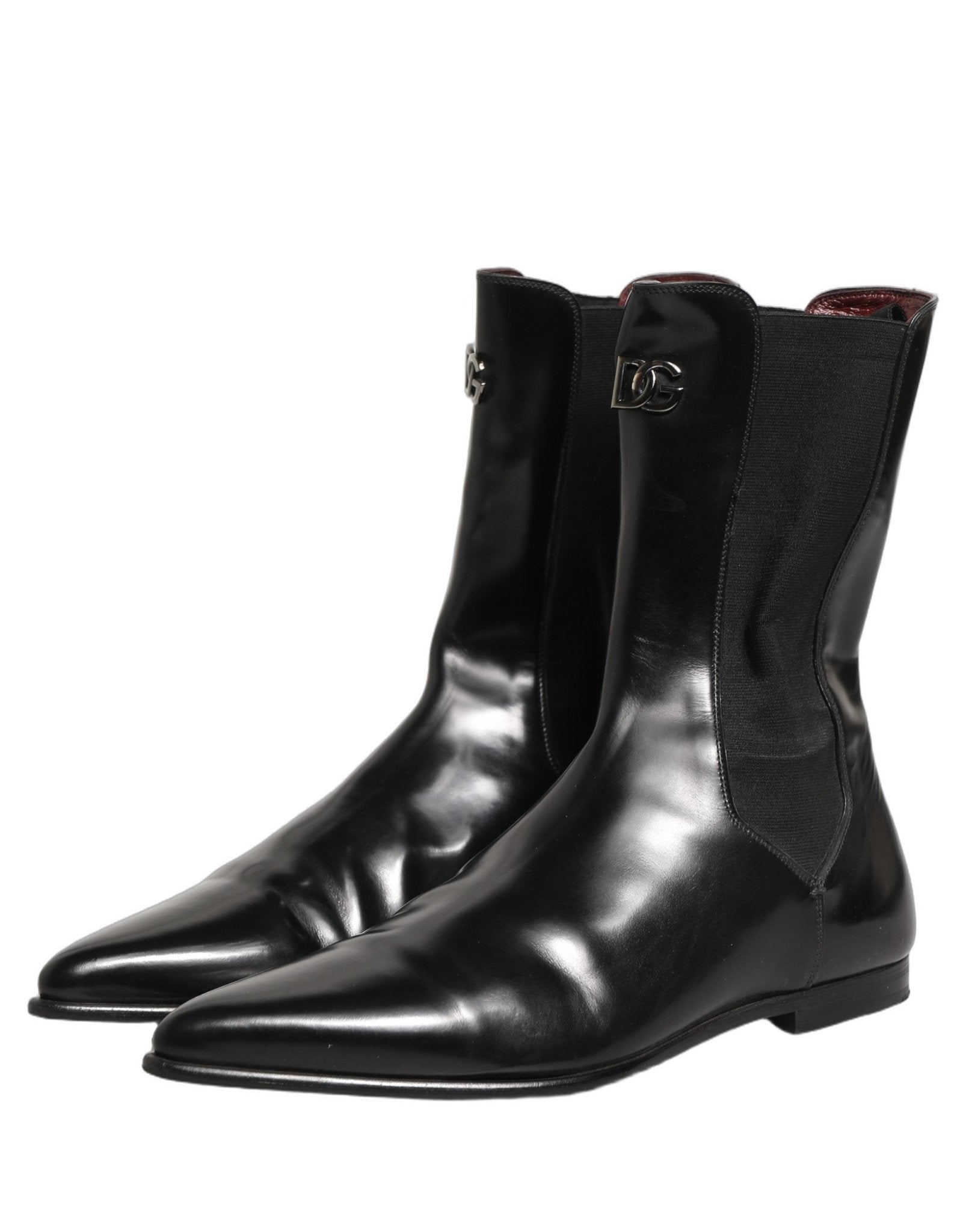 Dolce & Gabbana Black Leather Chelsea Mid Calf Boots Shoes - RIMODA