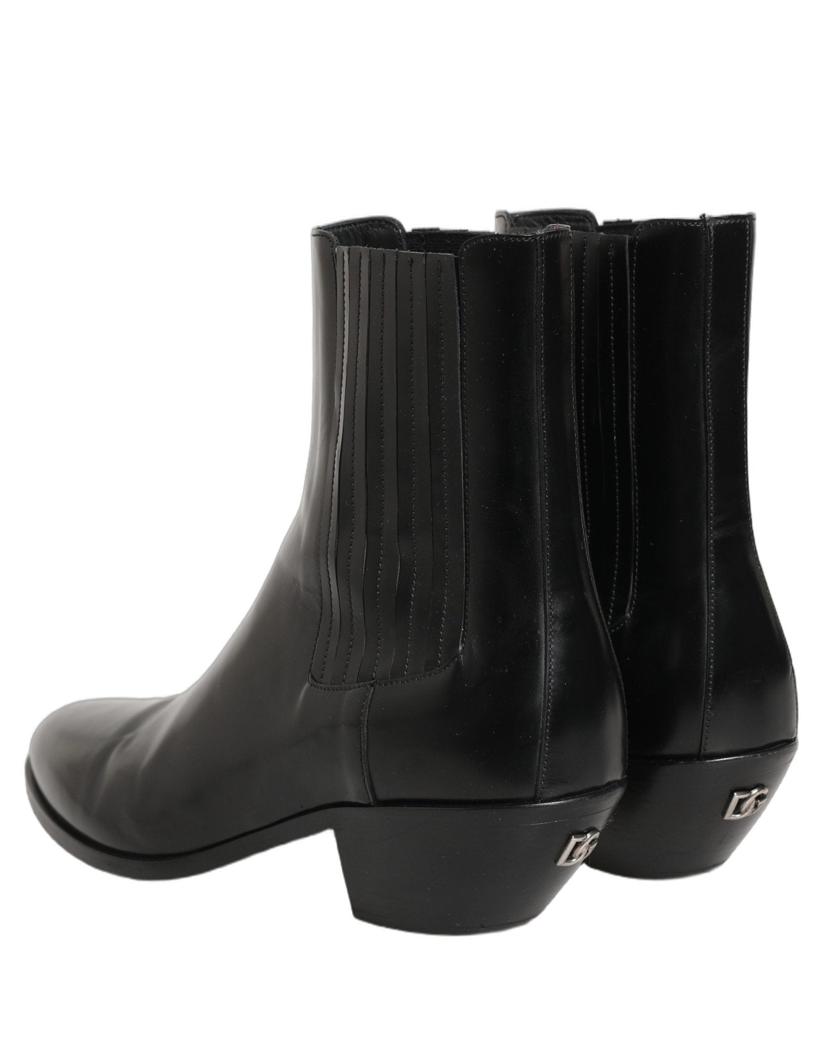 Dolce & Gabbana Black Leather Chelsea Mid Calf Boots Shoes - RIMODA
