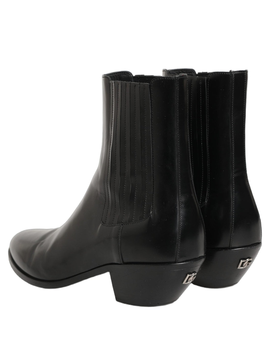 Dolce & Gabbana Black Leather Chelsea Mid Calf Boots Shoes - RIMODA
