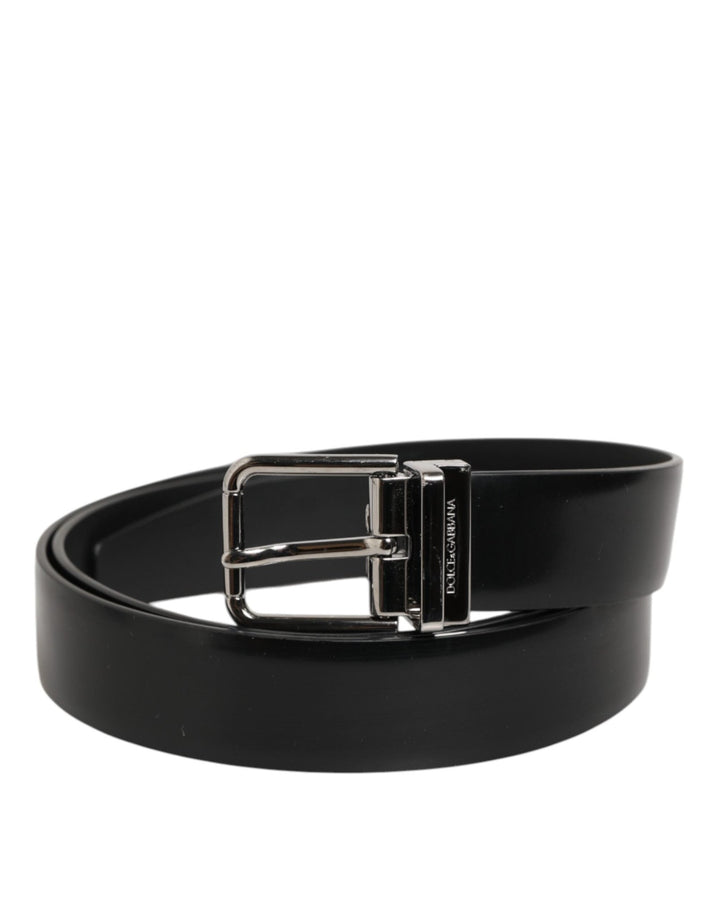 Dolce & Gabbana Black Leather Classic Metal Buckle Men Belt - RIMODA
