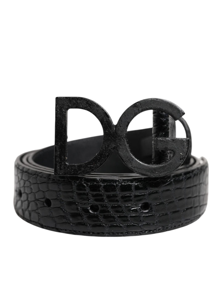 Dolce & Gabbana Black Leather Classic Metal DG Buckle Belt - RIMODA