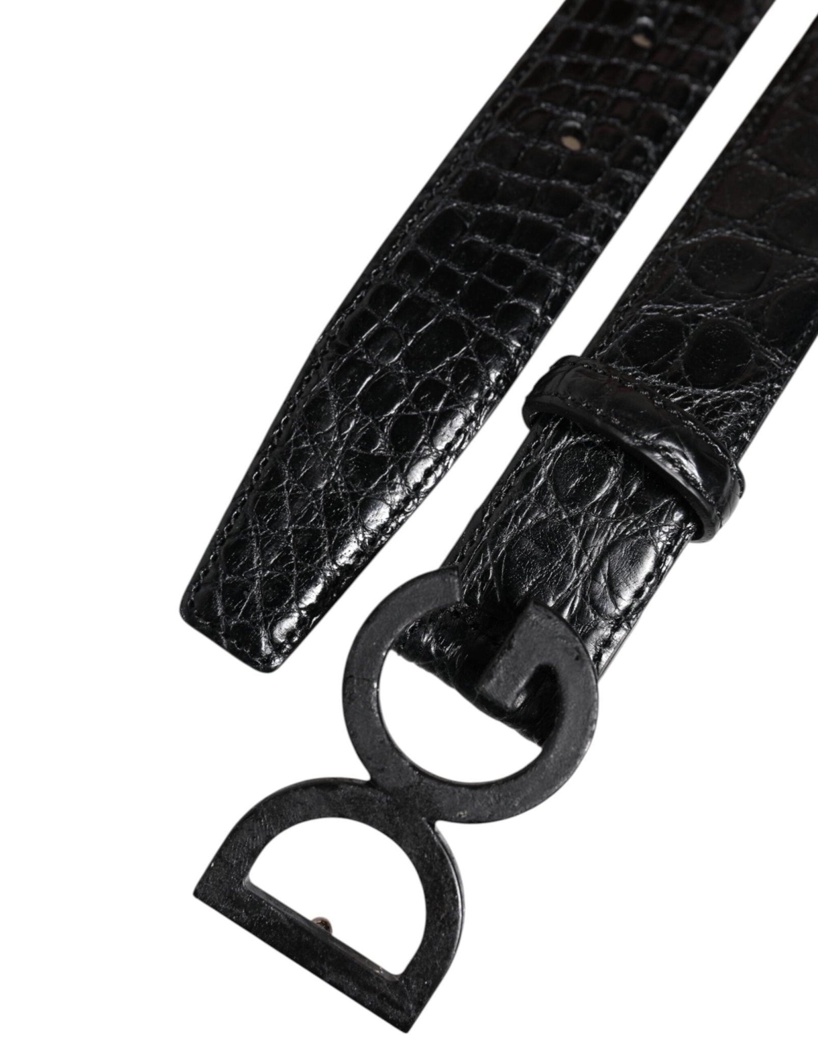 Dolce & Gabbana Black Leather Classic Metal DG Buckle Belt - RIMODA