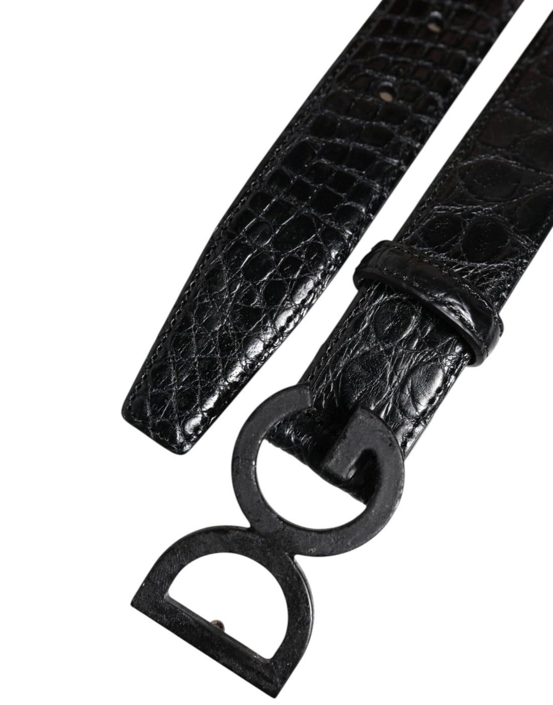 Dolce & Gabbana Black Leather Classic Metal DG Buckle Belt - RIMODA