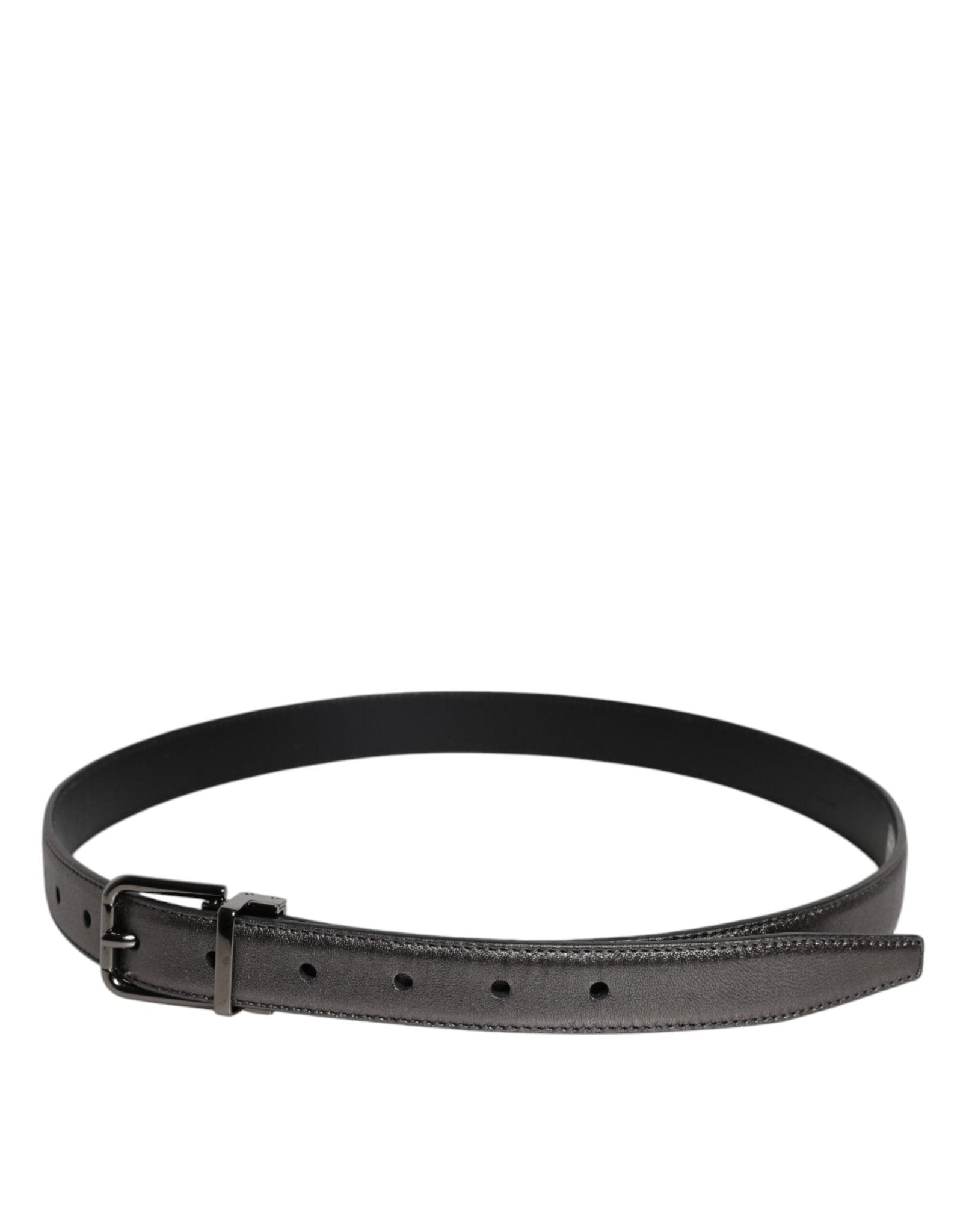 Dolce & Gabbana Black Leather Classic Metal Logo Buckle Belt - RIMODA