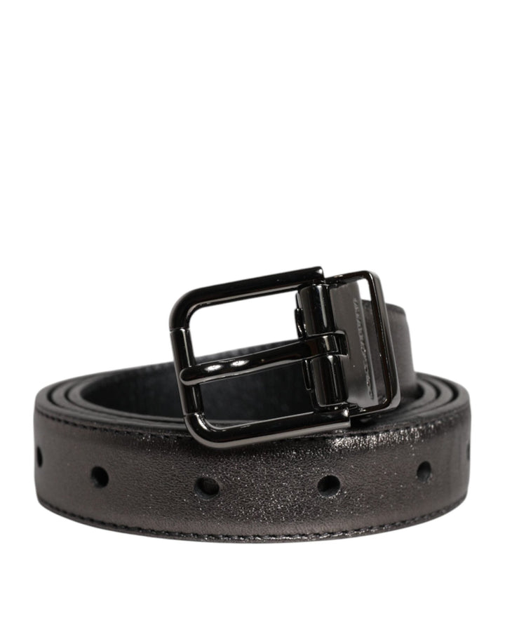 Dolce & Gabbana Black Leather Classic Metal Logo Buckle Belt - RIMODA
