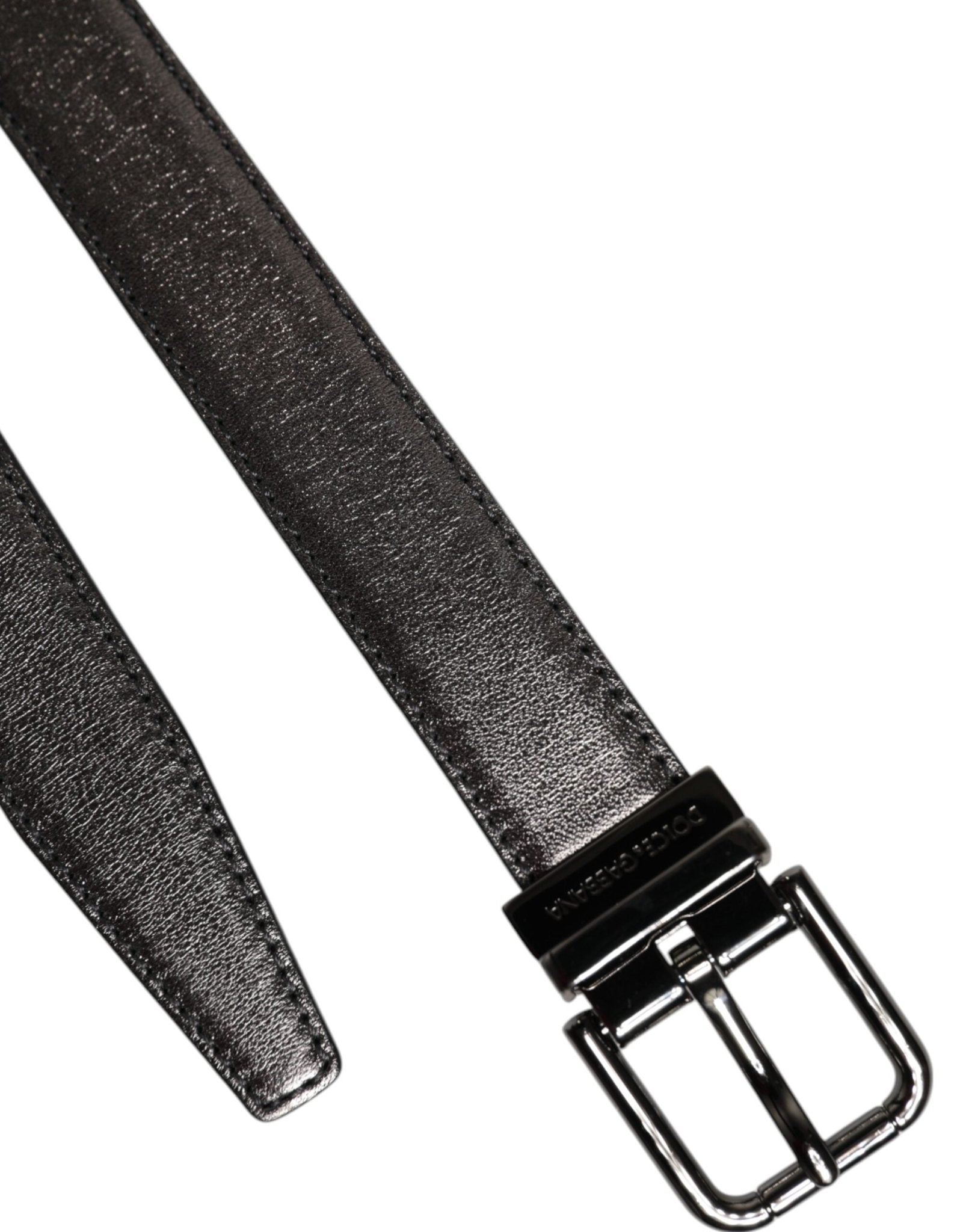 Dolce & Gabbana Black Leather Classic Metal Logo Buckle Belt - RIMODA