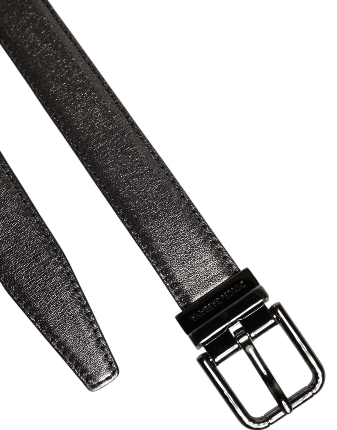 Dolce & Gabbana Black Leather Classic Metal Logo Buckle Belt - RIMODA