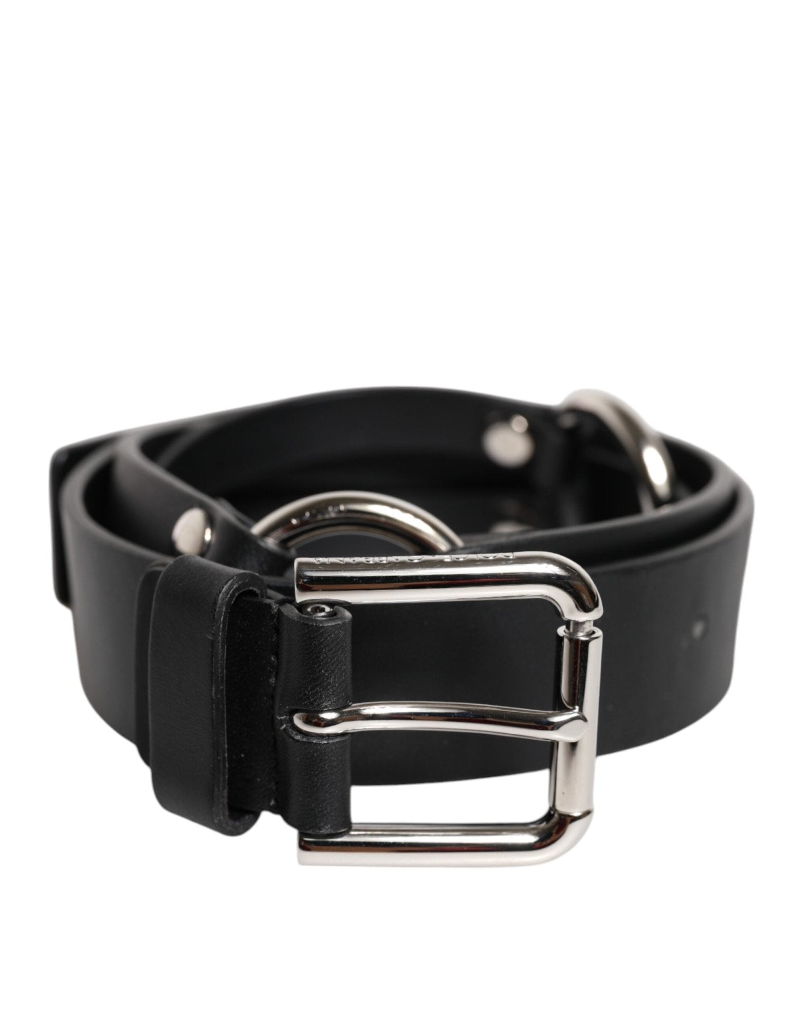 Dolce & Gabbana Black Leather Classic Metal Logo Buckle Belt - RIMODA