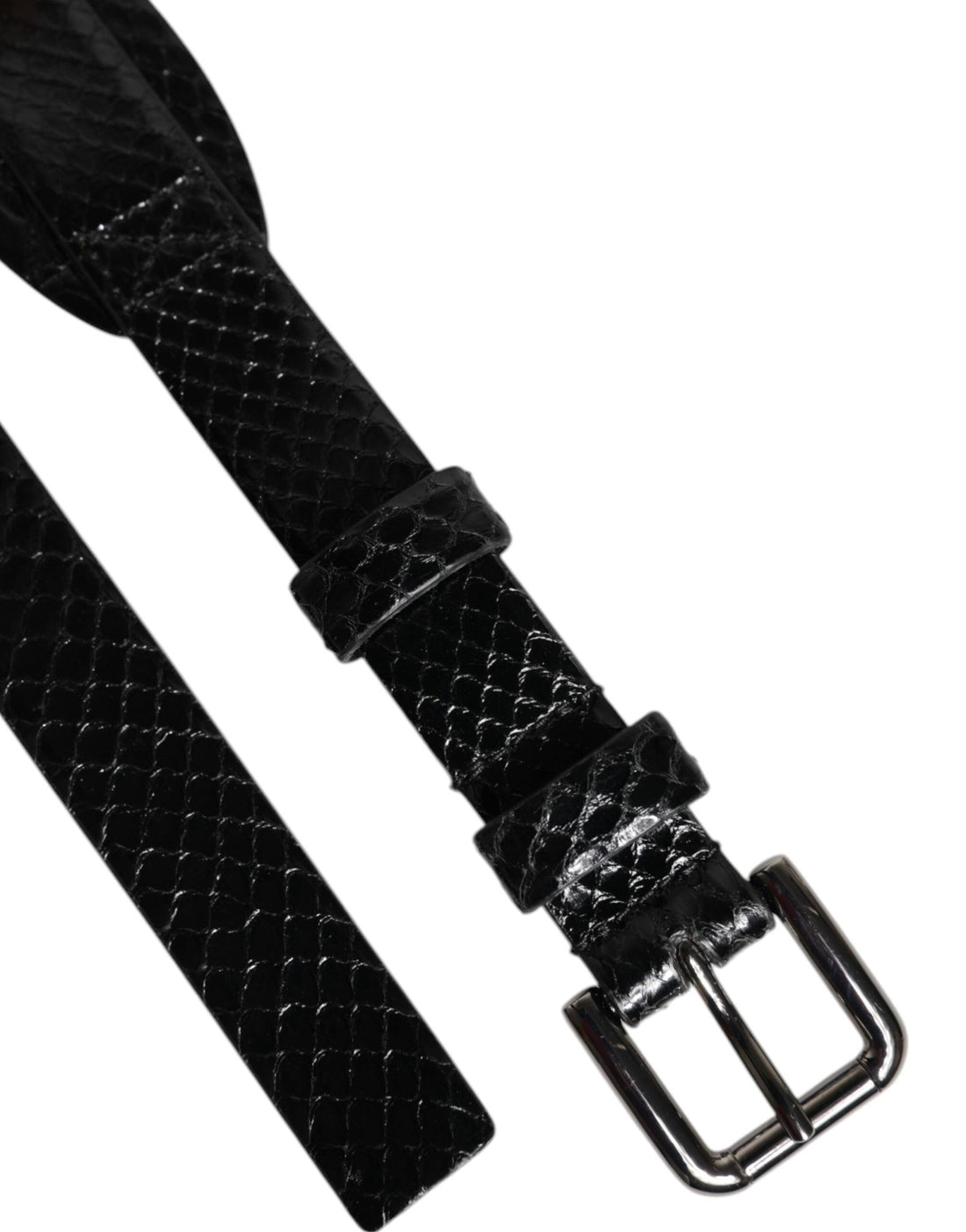Dolce & Gabbana Black Leather Classic Metal Logo Buckle Belt - RIMODA