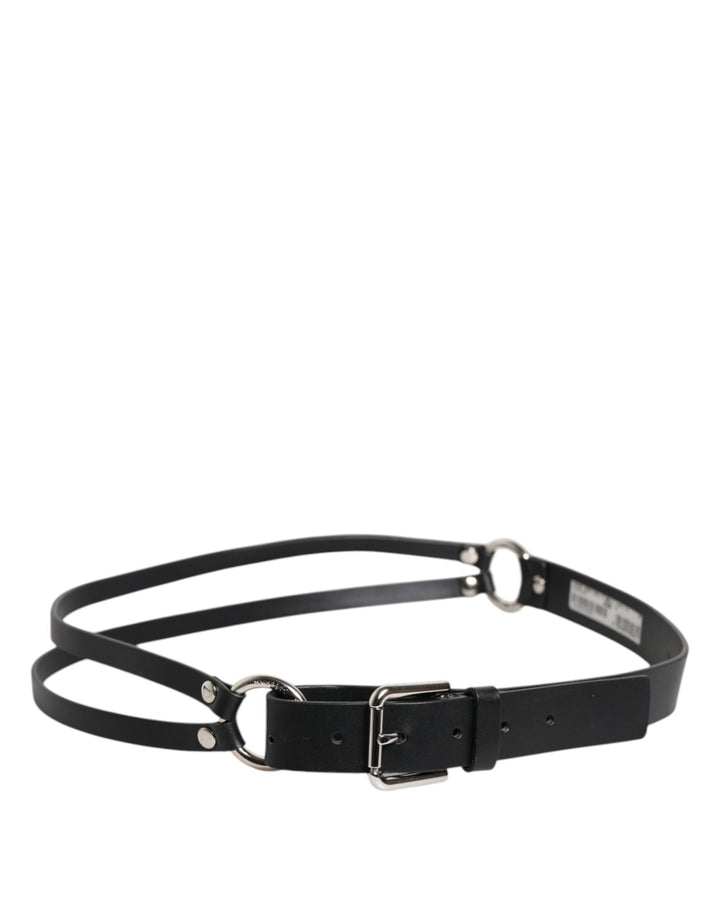 Dolce & Gabbana Black Leather Classic Metal Logo Buckle Belt - RIMODA