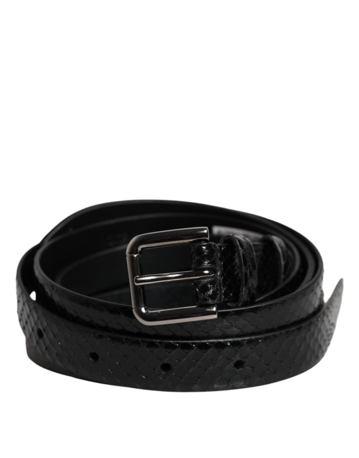 Dolce & Gabbana Black Leather Classic Metal Logo Buckle Belt - RIMODA