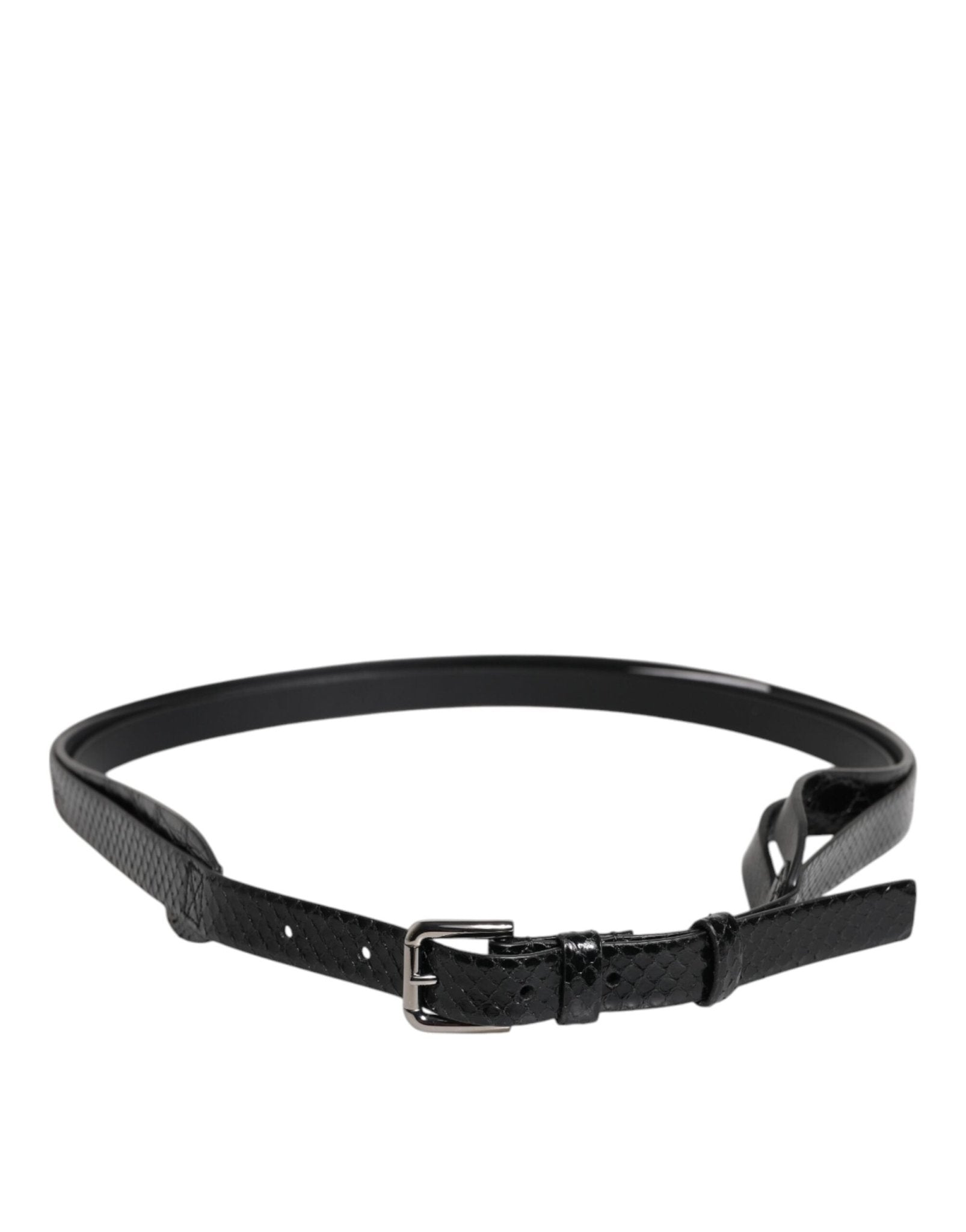 Dolce & Gabbana Black Leather Classic Metal Logo Buckle Belt - RIMODA