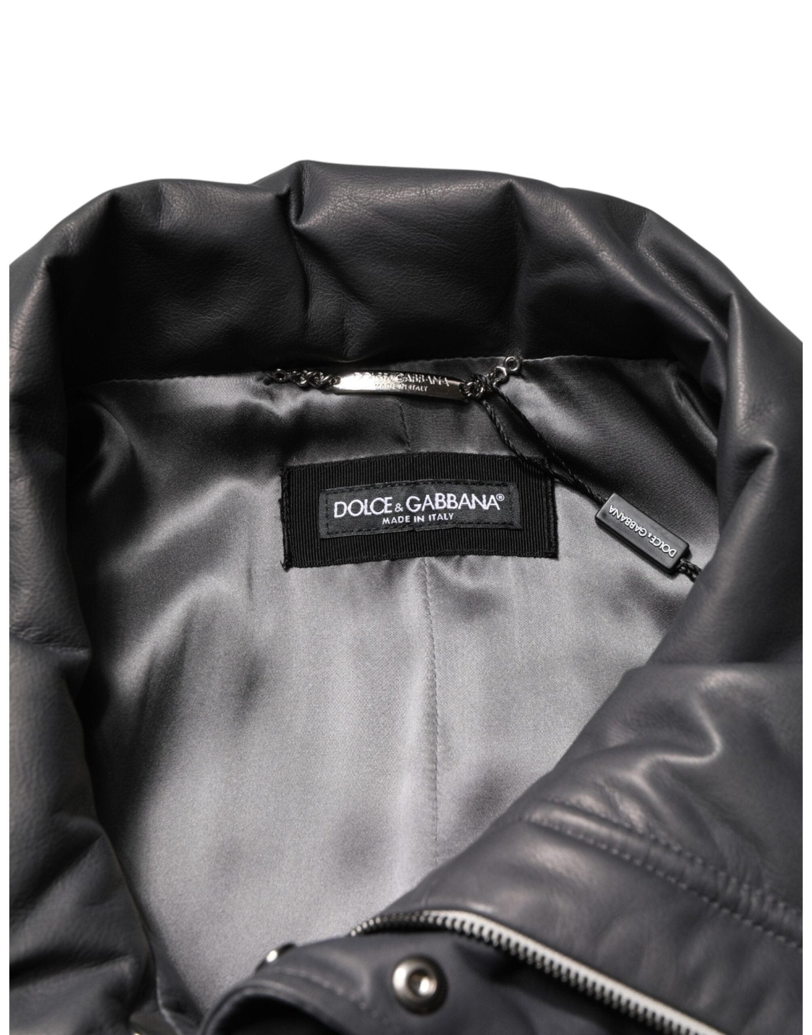 Dolce & Gabbana Black Leather Collared Trench Coat Jacket - RIMODA