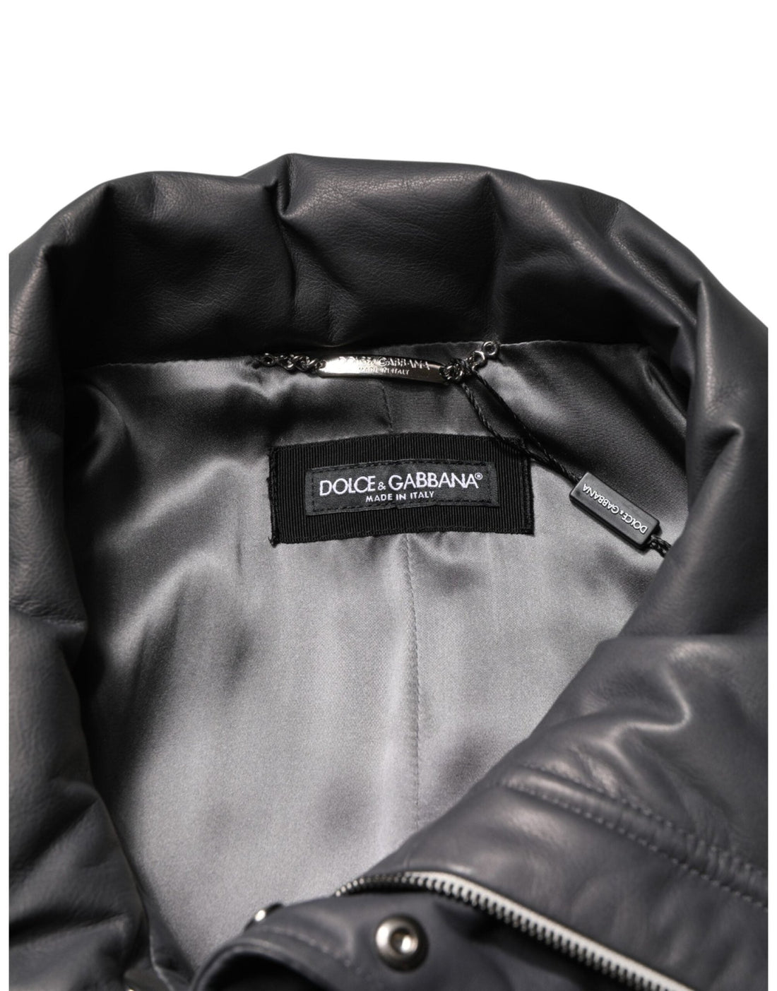 Dolce & Gabbana Black Leather Collared Trench Coat Jacket - RIMODA