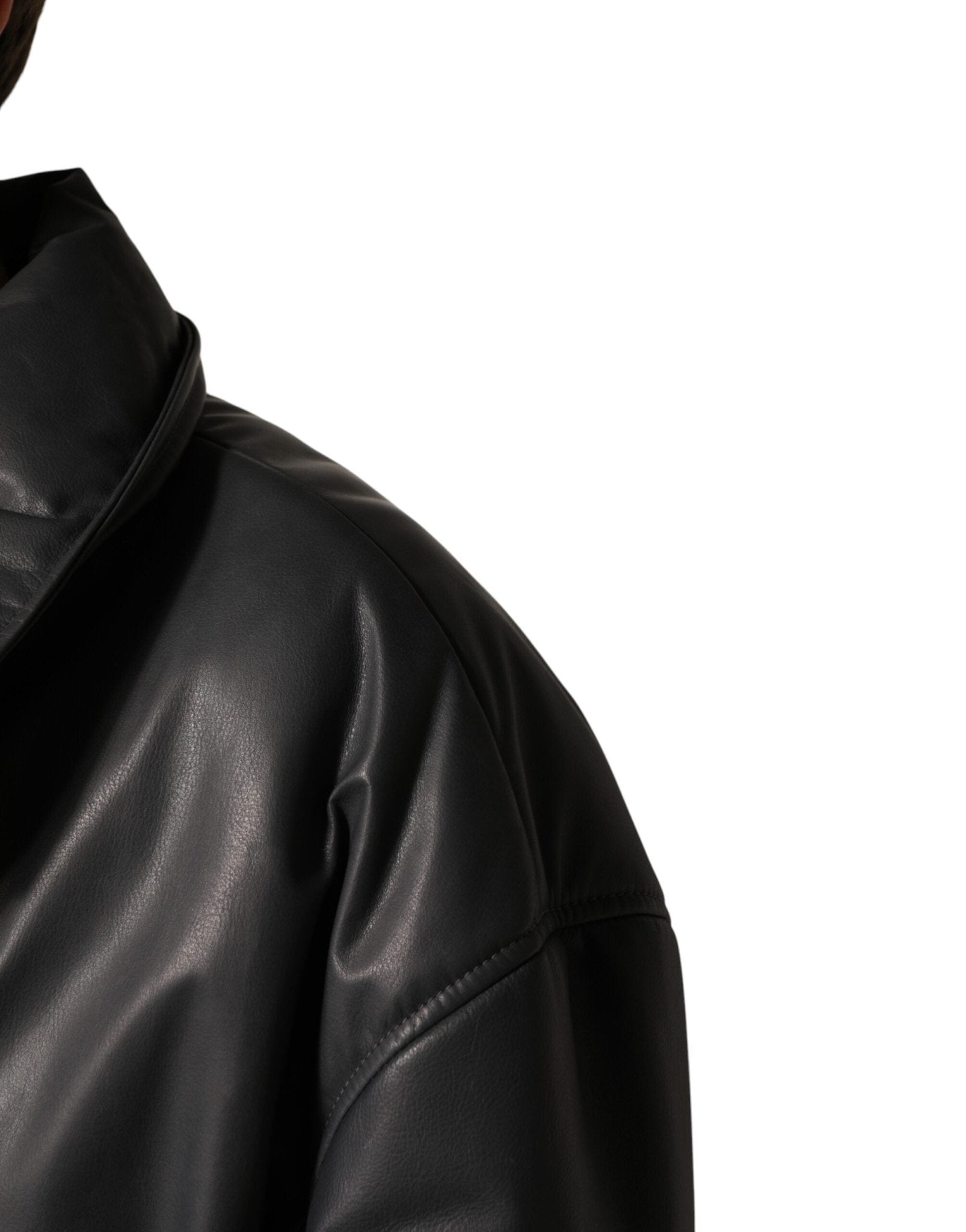 Dolce & Gabbana Black Leather Collared Trench Coat Jacket - RIMODA