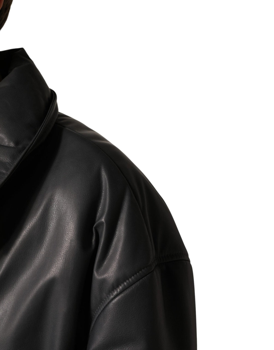 Dolce & Gabbana Black Leather Collared Trench Coat Jacket - RIMODA