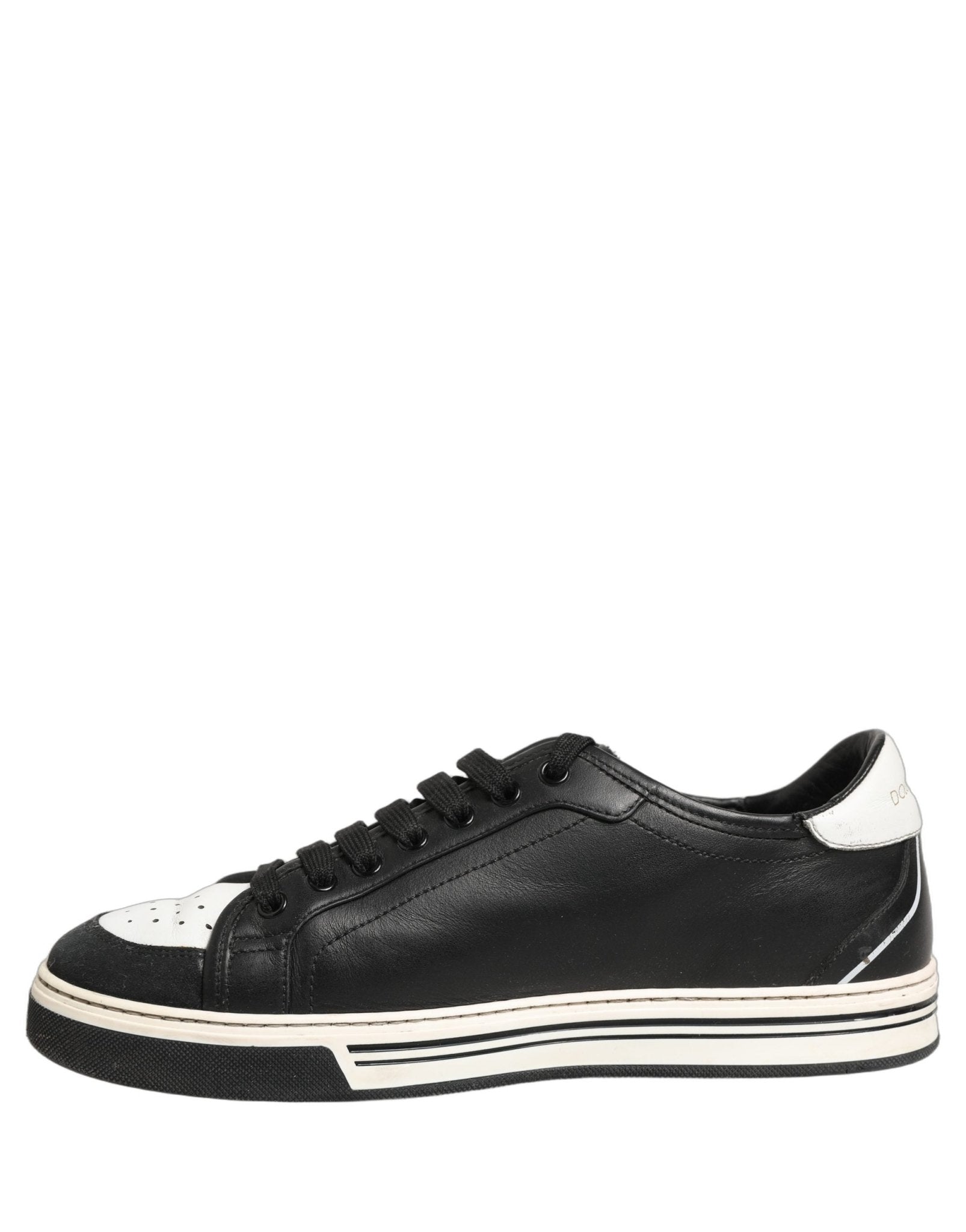 Dolce & Gabbana Black Leather Crown Milano Men Sneakers Shoes - RIMODA