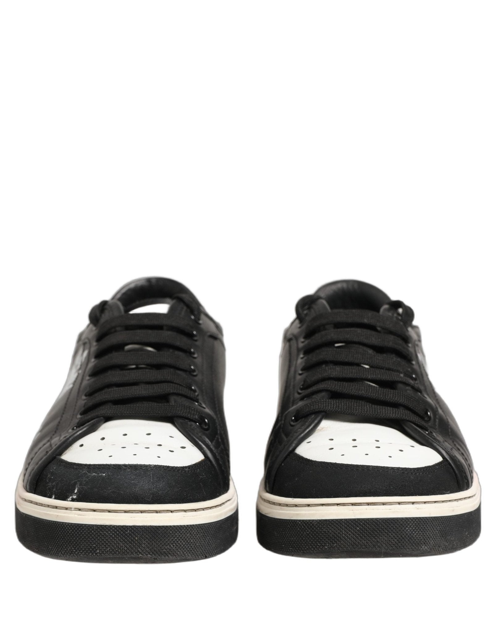 Dolce & Gabbana Black Leather Crown Milano Men Sneakers Shoes - RIMODA