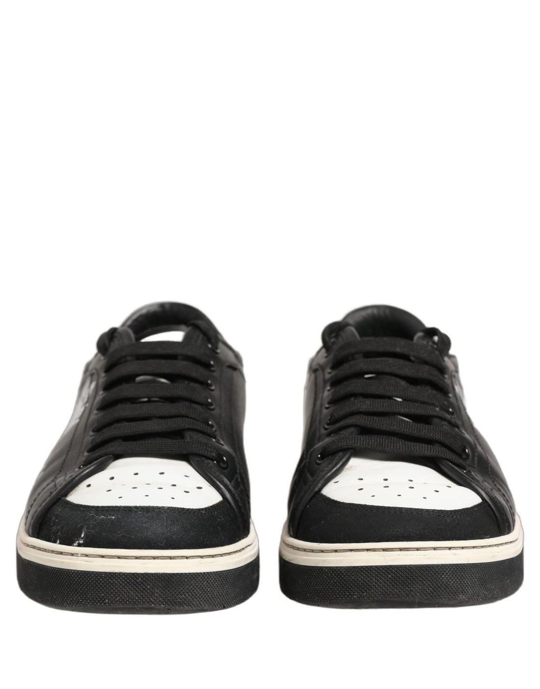 Dolce & Gabbana Black Leather Crown Milano Men Sneakers Shoes - RIMODA