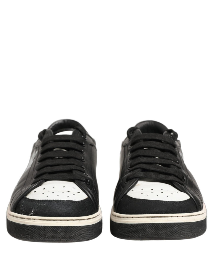 Dolce & Gabbana Black Leather Crown Milano Men Sneakers Shoes - RIMODA