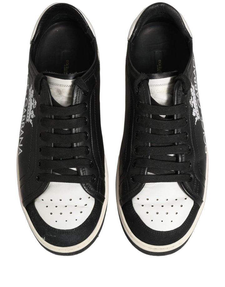 Dolce & Gabbana Black Leather Crown Milano Men Sneakers Shoes - RIMODA