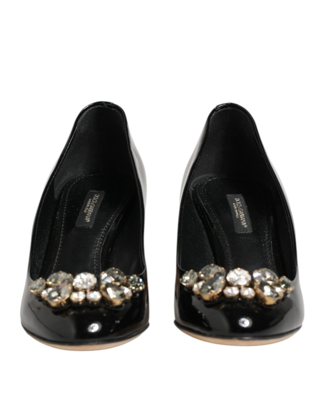 Dolce & Gabbana Black Leather Crystals Heels Pumps Shoes - RIMODA