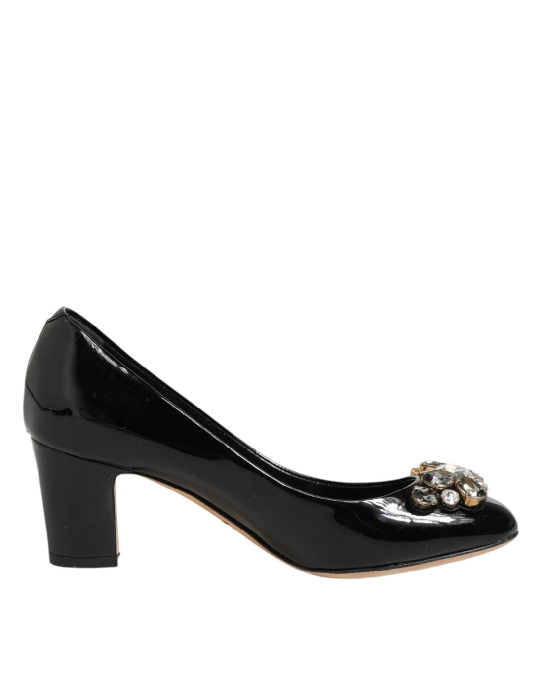 Dolce & Gabbana Black Leather Crystals Heels Pumps Shoes - RIMODA