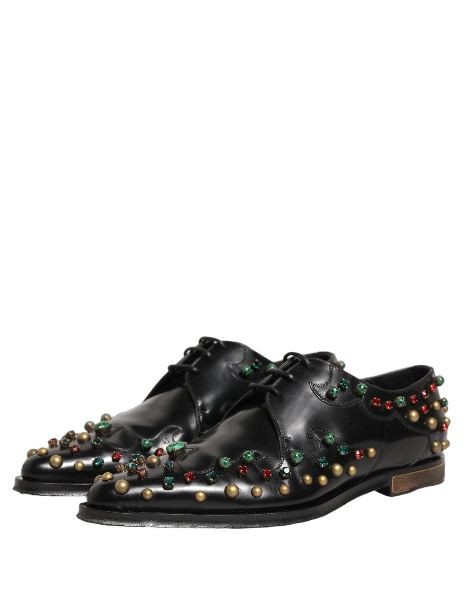 Dolce & Gabbana Black Leather Derby Dress Studded Formal Shoes - RIMODA