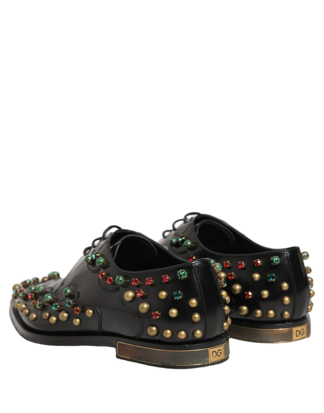Dolce & Gabbana Black Leather Derby Dress Studded Formal Shoes - RIMODA