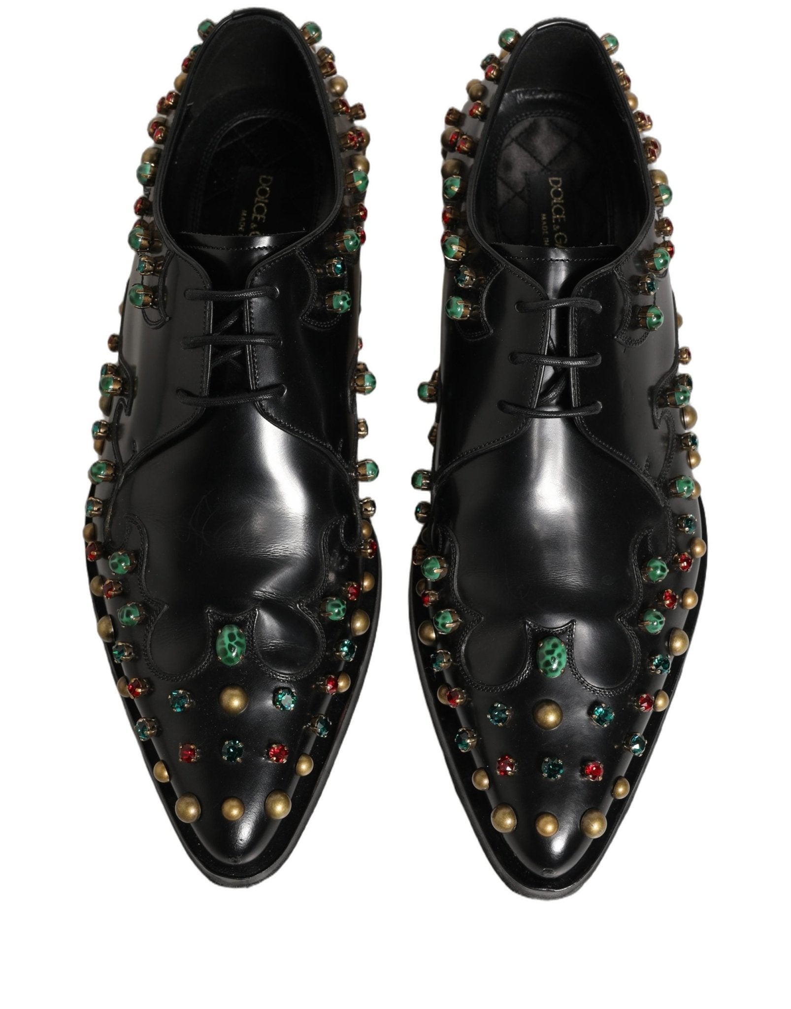 Dolce & Gabbana Black Leather Derby Dress Studded Formal Shoes - RIMODA