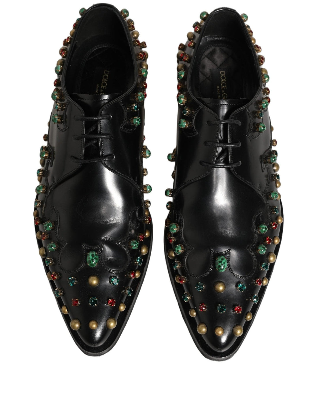 Dolce & Gabbana Black Leather Derby Dress Studded Formal Shoes - RIMODA