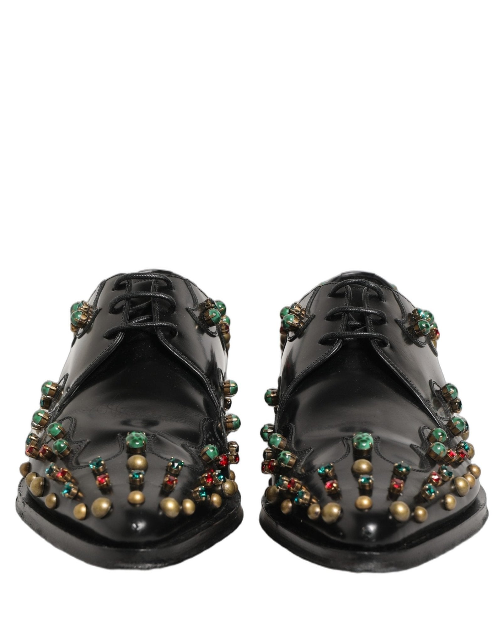 Dolce & Gabbana Black Leather Derby Dress Studded Formal Shoes - RIMODA