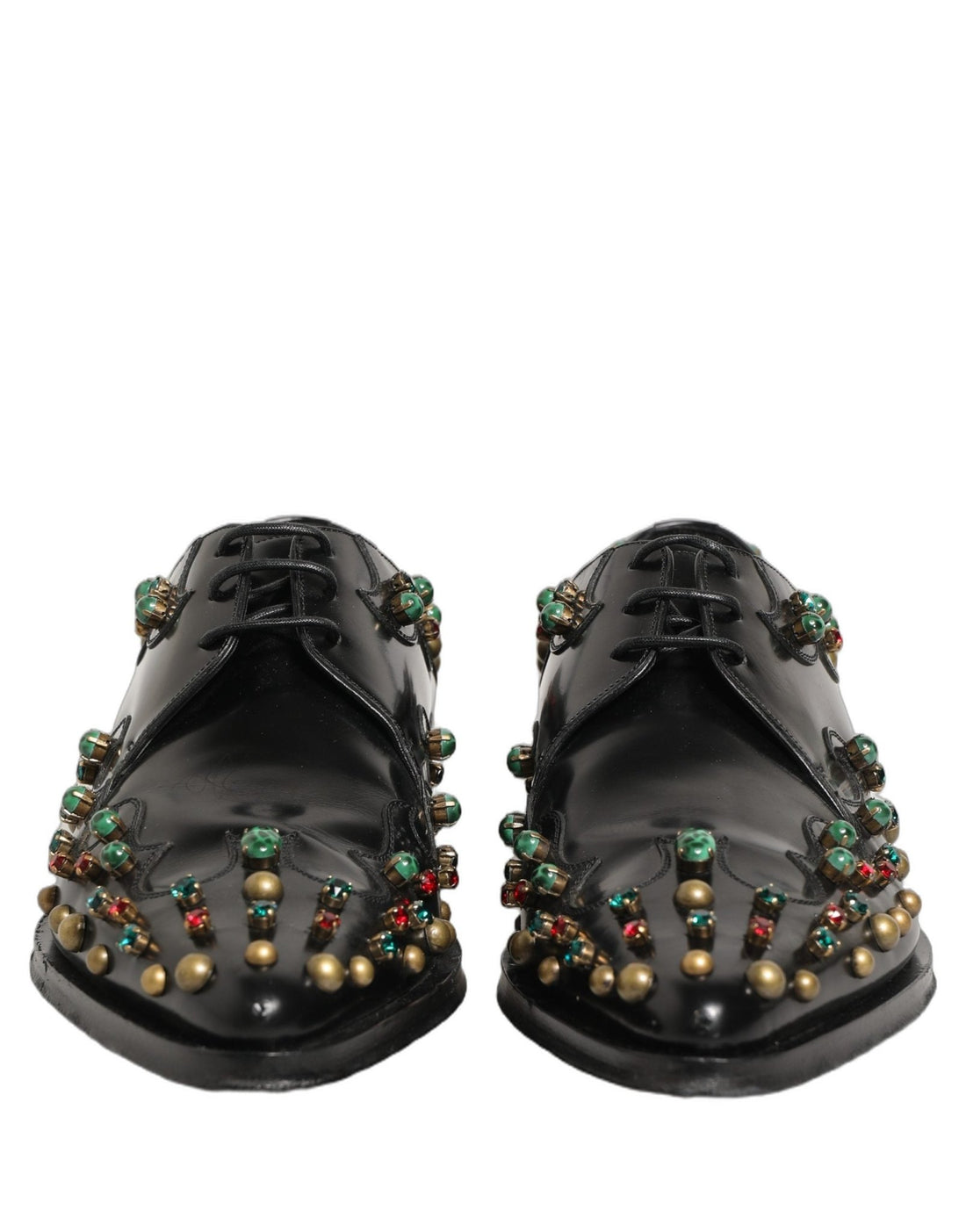 Dolce & Gabbana Black Leather Derby Dress Studded Formal Shoes - RIMODA
