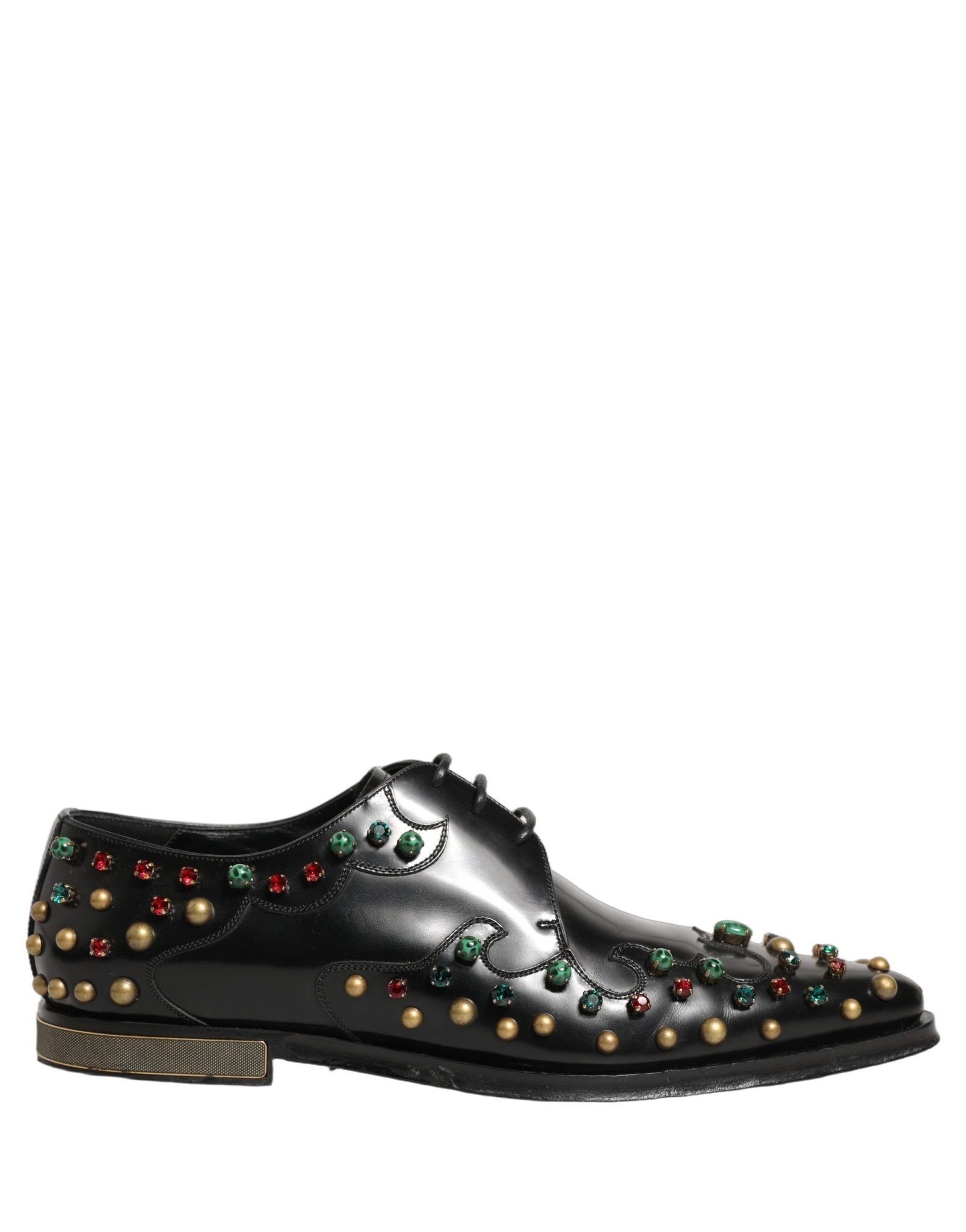 Dolce & Gabbana Black Leather Derby Dress Studded Formal Shoes - RIMODA