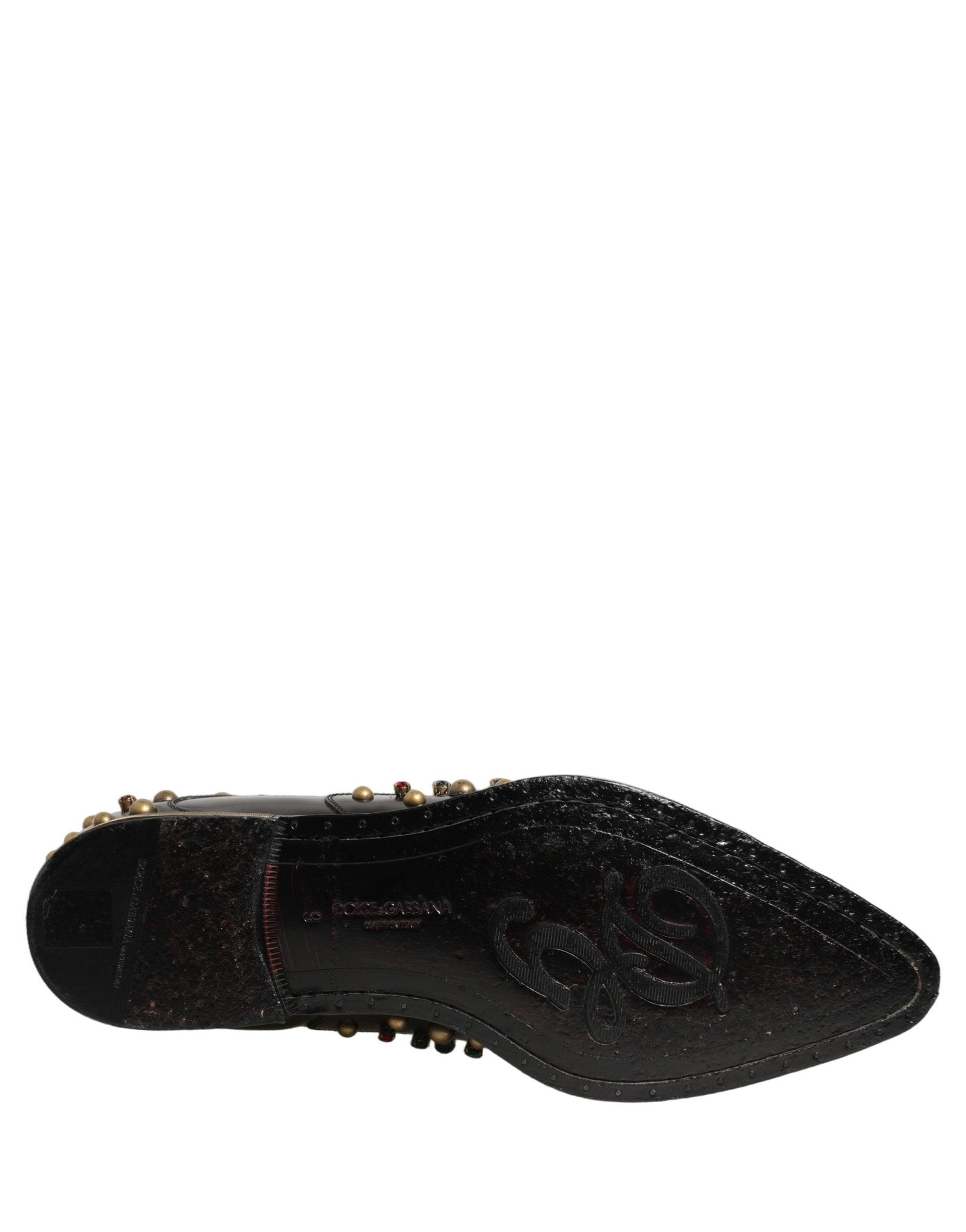 Dolce & Gabbana Black Leather Derby Dress Studded Formal Shoes - RIMODA