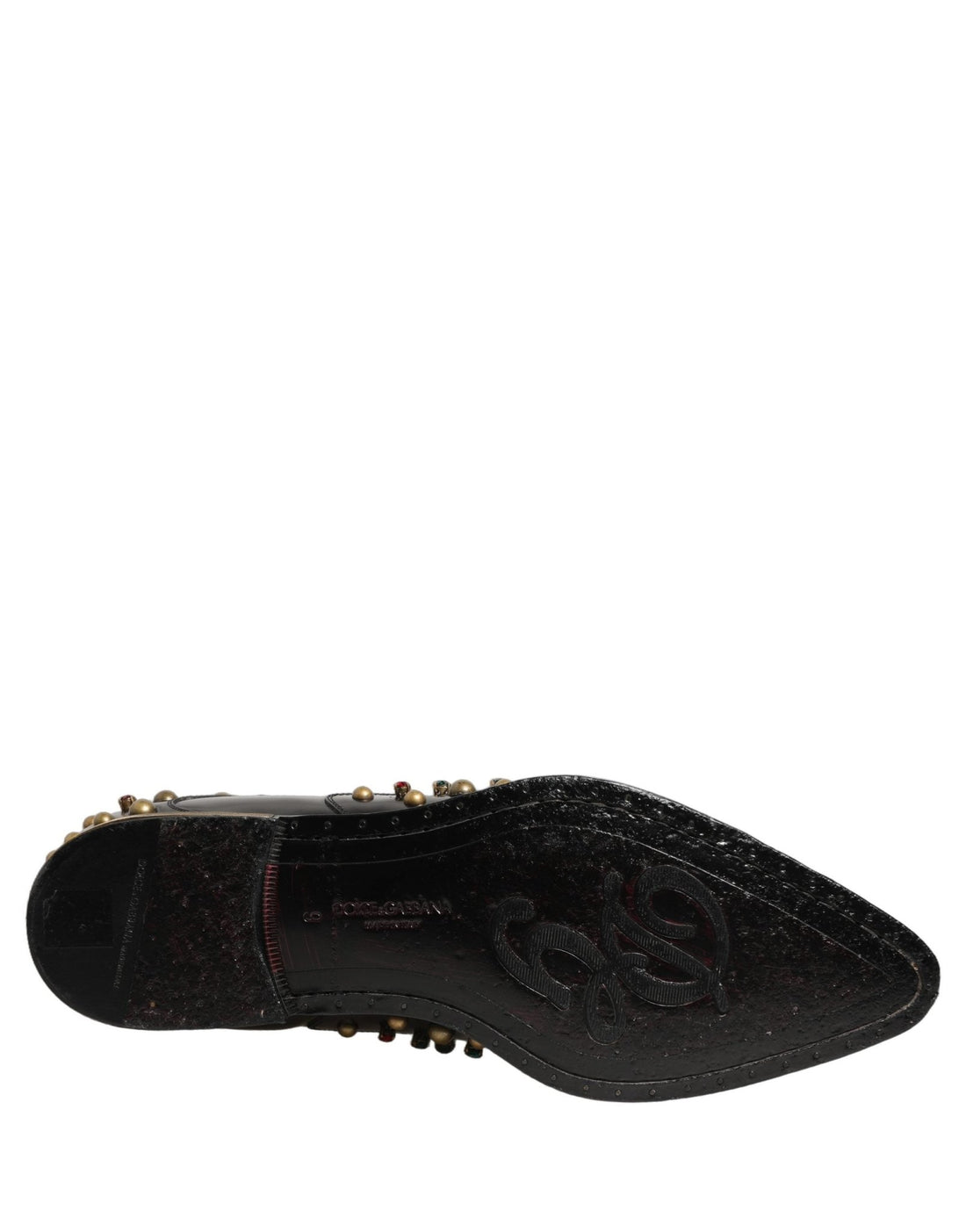 Dolce & Gabbana Black Leather Derby Dress Studded Formal Shoes - RIMODA