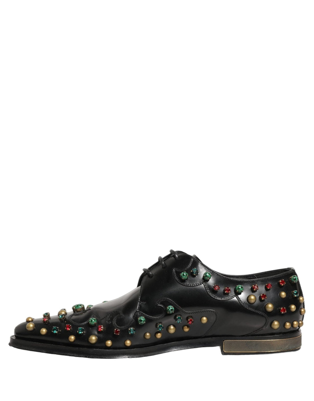 Dolce & Gabbana Black Leather Derby Dress Studded Formal Shoes - RIMODA