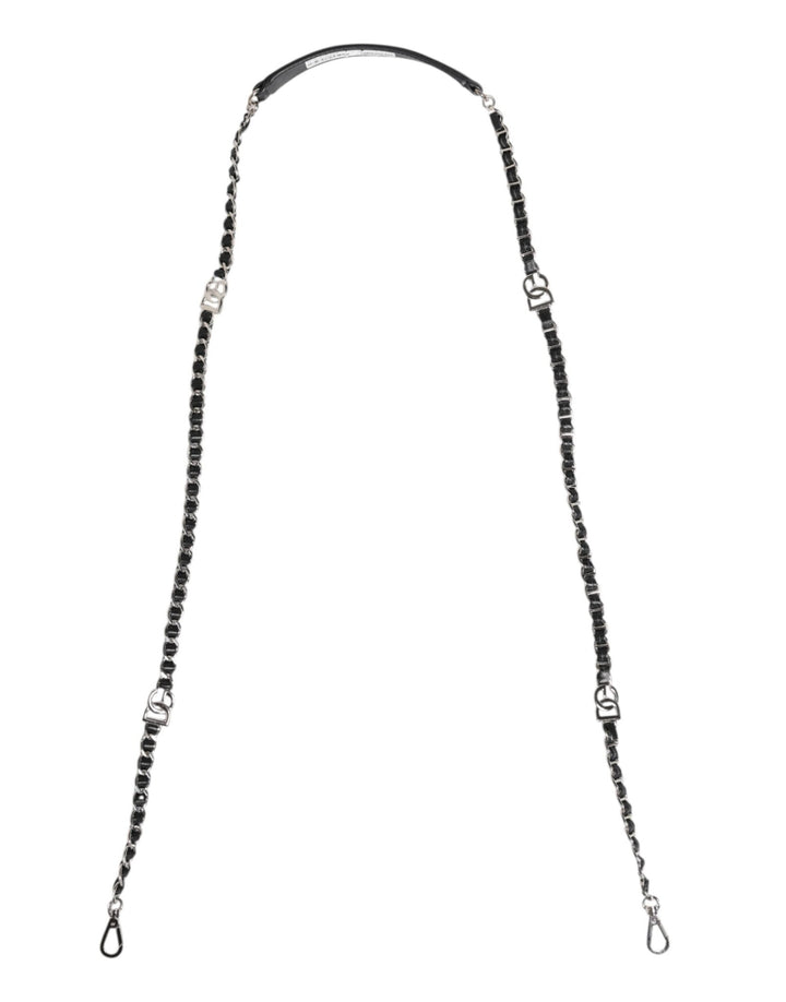 Dolce & Gabbana Black Leather DG Logo Chain Bag Shoulder Strap - RIMODA