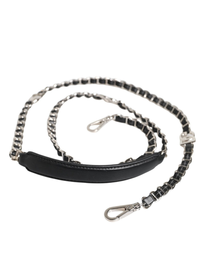 Dolce & Gabbana Black Leather DG Logo Chain Bag Shoulder Strap - RIMODA
