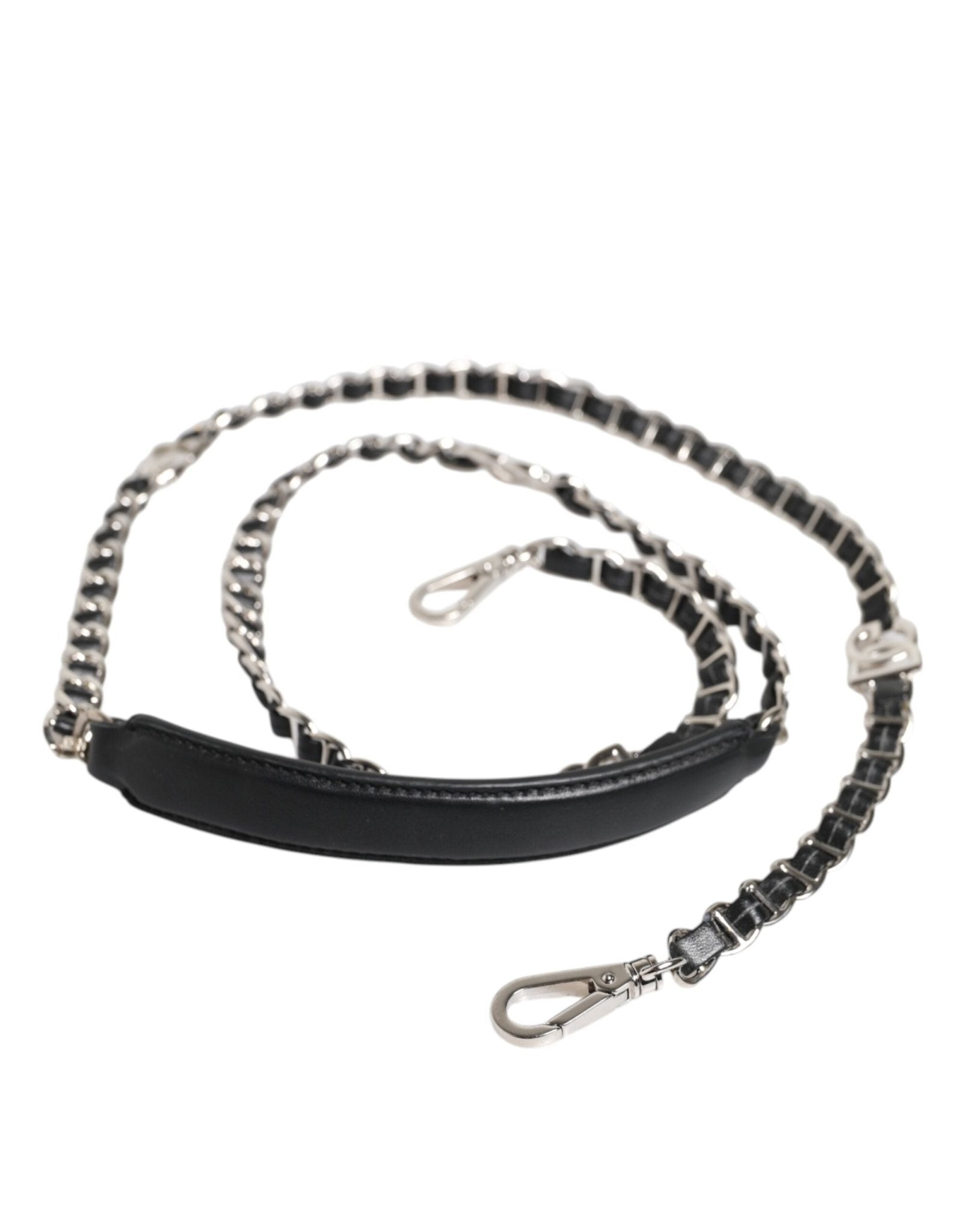 Dolce & Gabbana Black Leather DG Logo Chain Bag Shoulder Strap - RIMODA