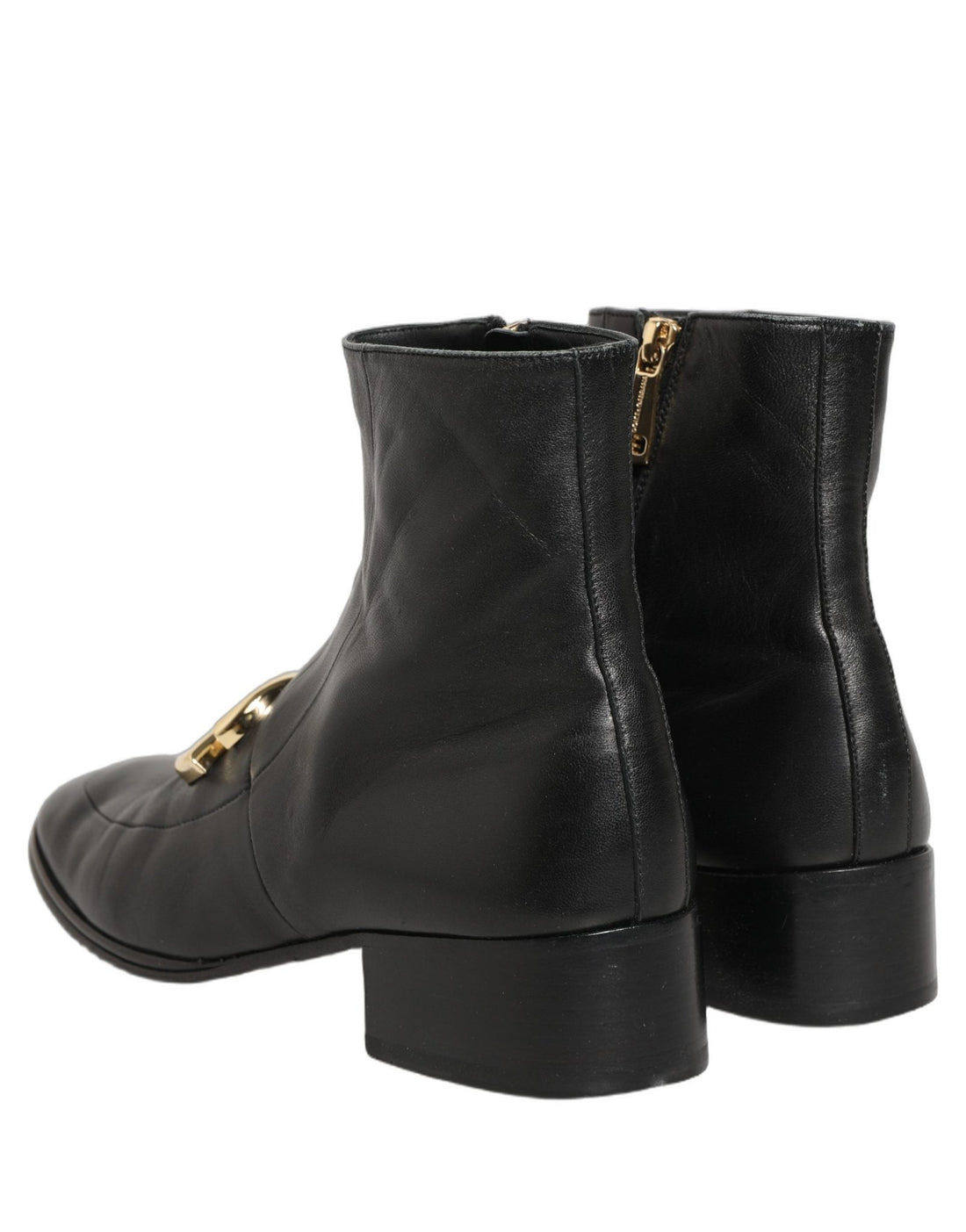 Dolce & Gabbana Black Leather DG Logo Plaque Shorts Ankle Boots Shoes - RIMODA