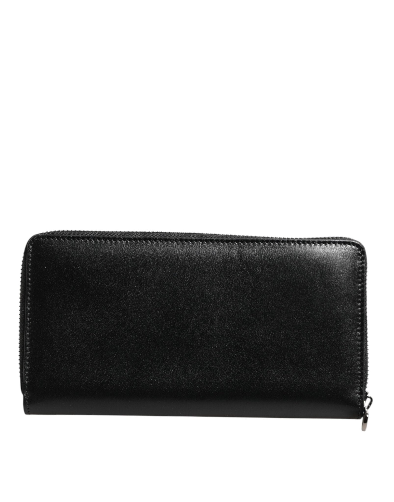 Dolce & Gabbana Black Leather DG Plaque Zip Around Continental Wallet - RIMODA