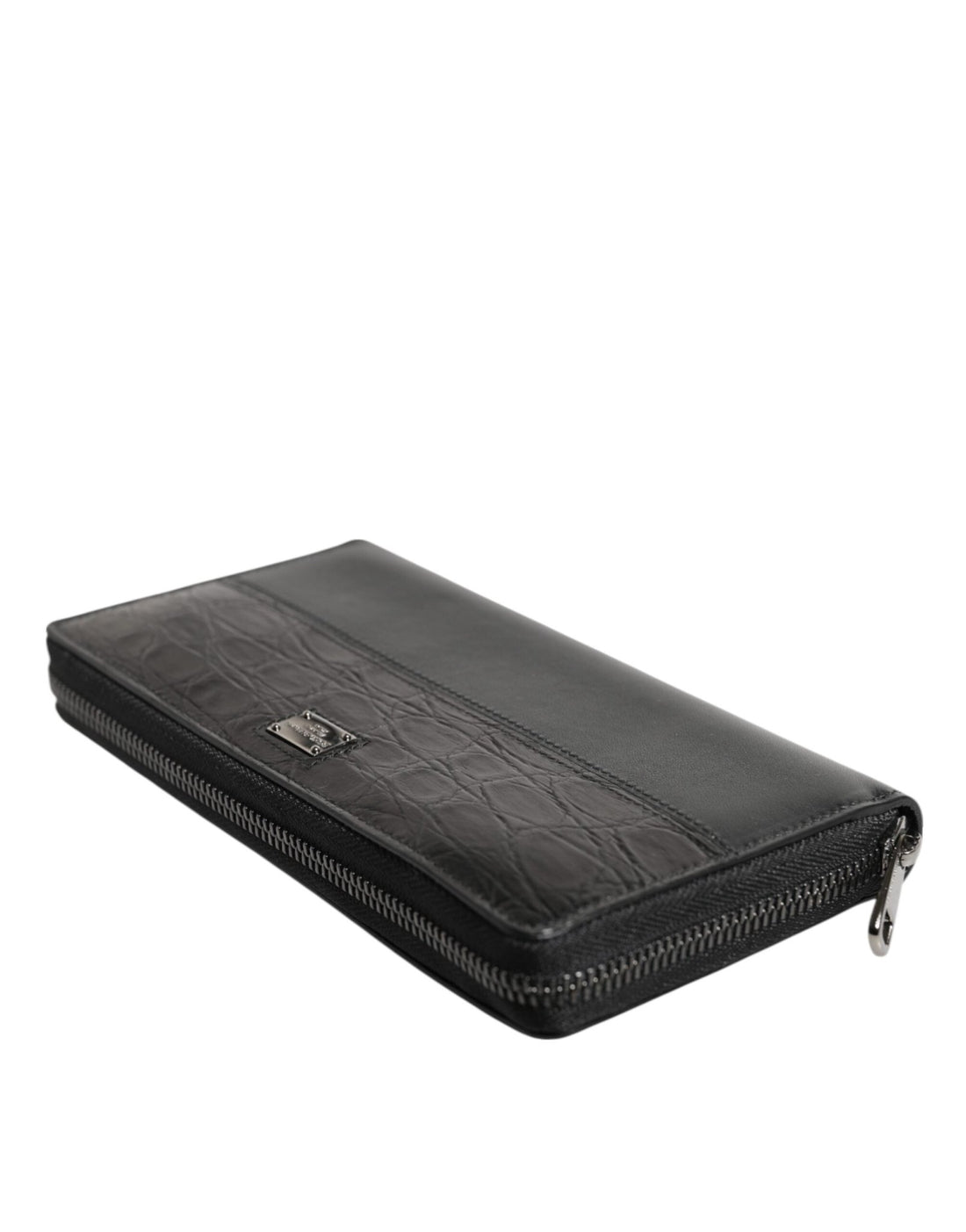 Dolce & Gabbana Black Leather DG Plaque Zip Around Continental Wallet - RIMODA