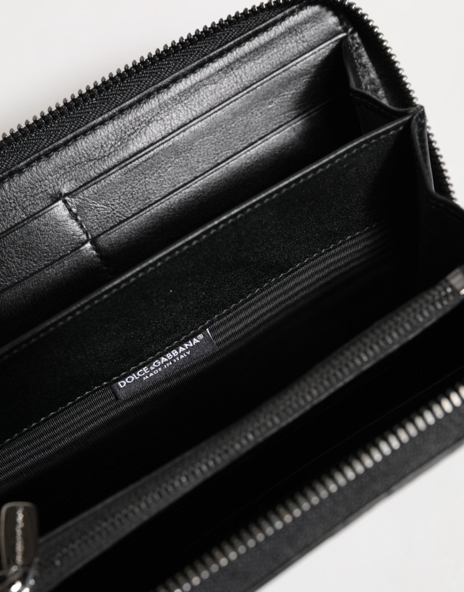 Dolce & Gabbana Black Leather DG Plaque Zip Around Continental Wallet - RIMODA
